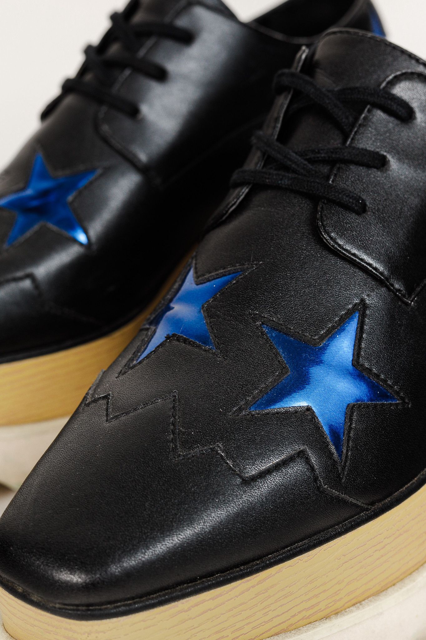 Stella McCartney Elyse Star Vegan-Leather Lace-Up Platforms