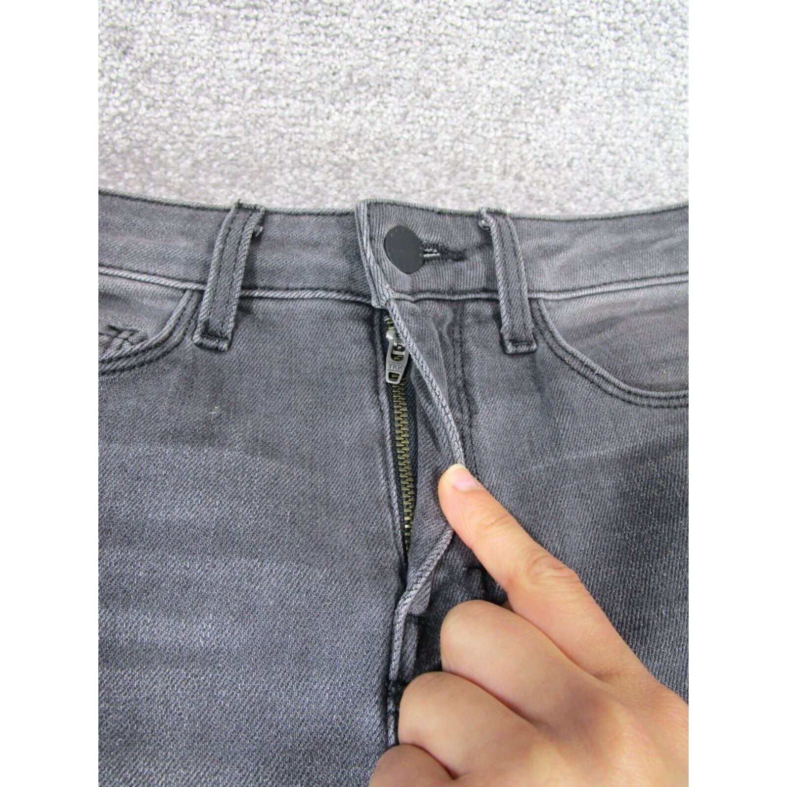 L'AGENCE L'Agence Womens Gray Stretch Denim Skinny Jeans 24 XL Ripped Hem Size 42" / US 20 - 2 Thumbnail
