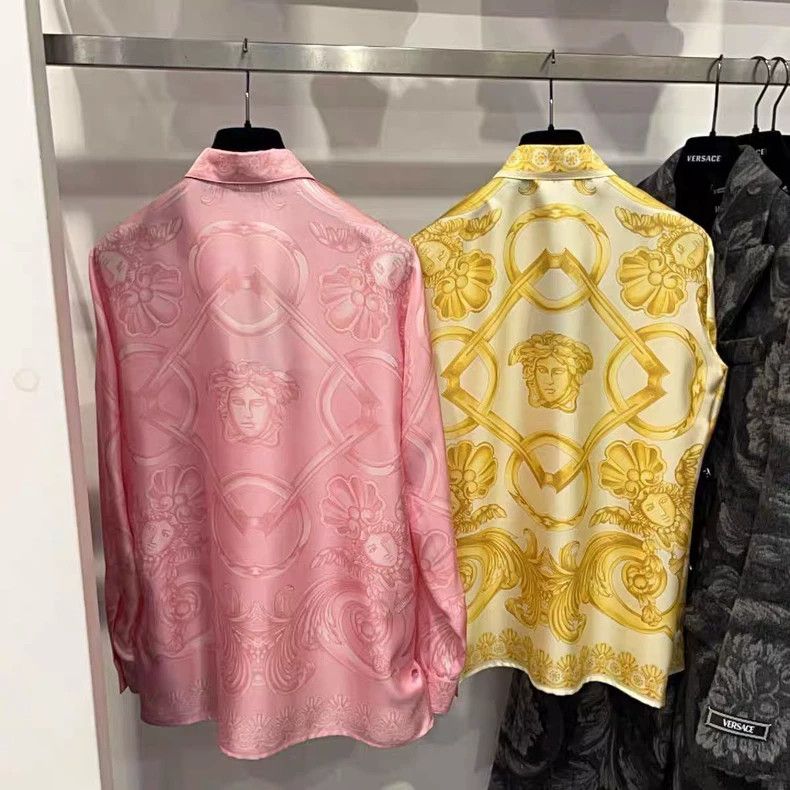 Versace Versace Mulberry silk medusa flower shirt Size L / US 10 / IT 46 - 2 Thumbnail