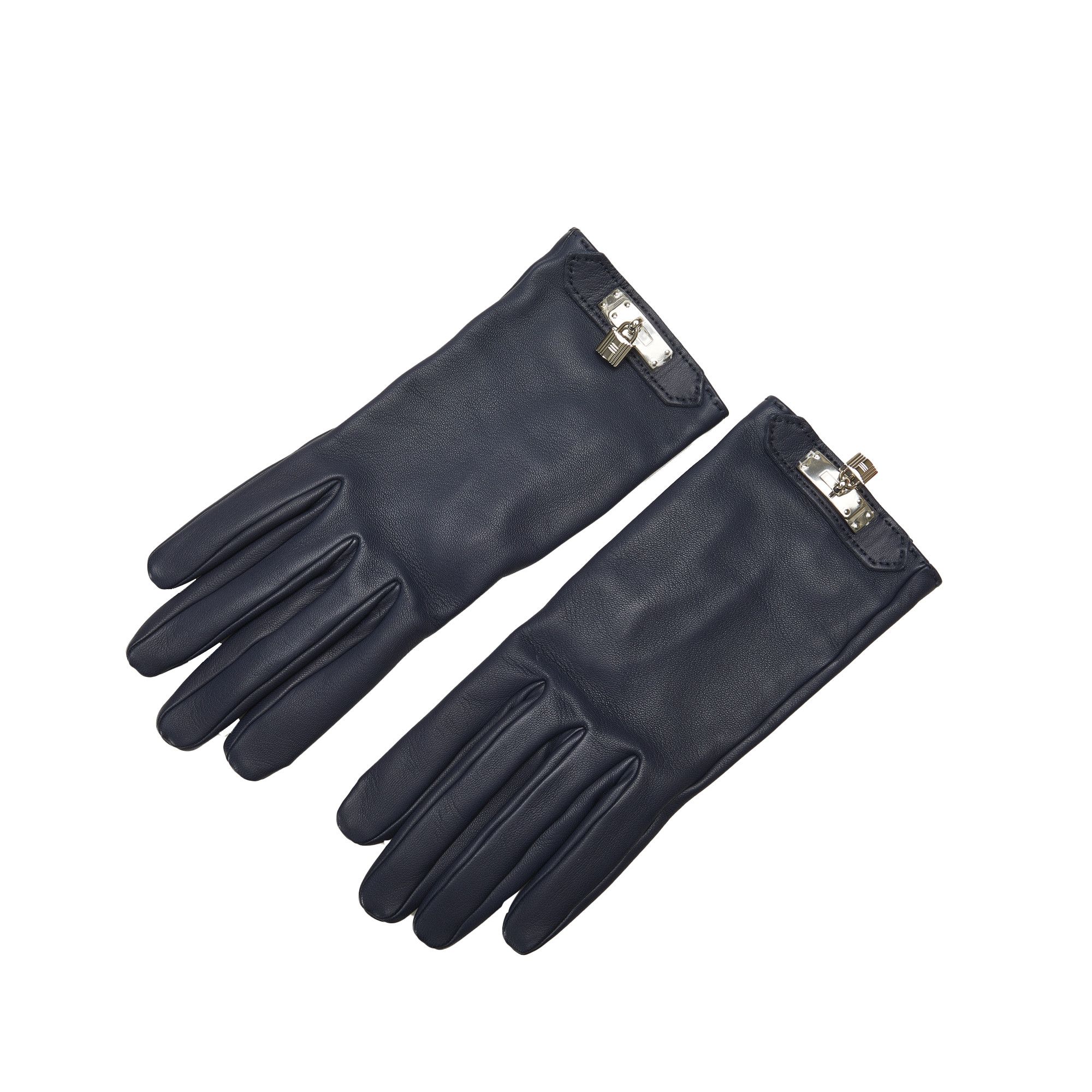 image of Hermes Soya Cadena Gloves in Blue, Women's