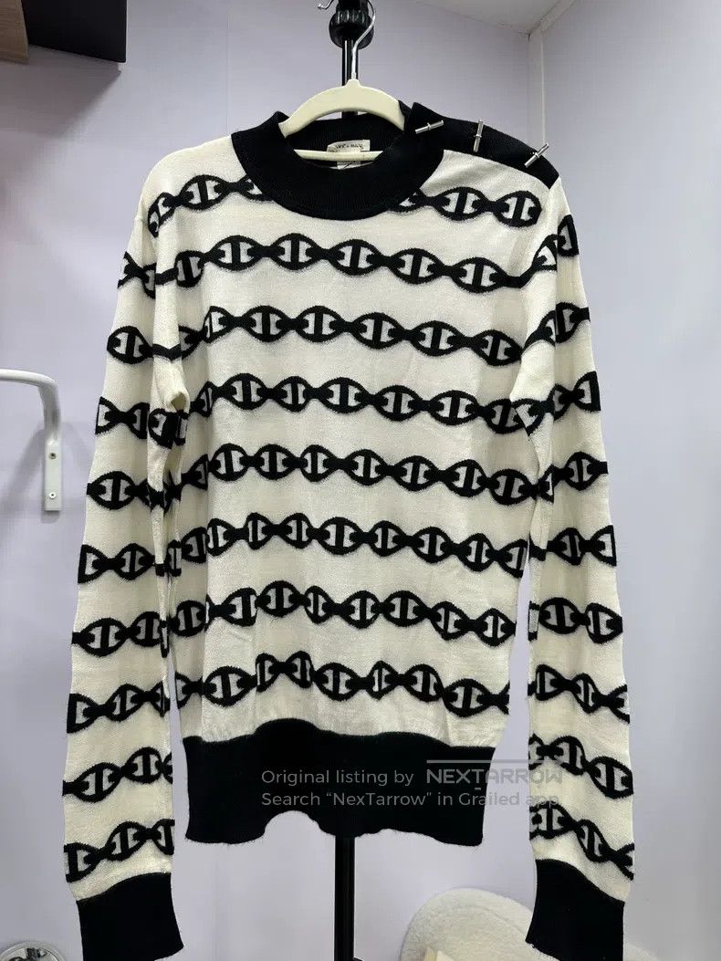 Hermes Hermes Black and white striped sweater with full print Size XS / US 0-2 / IT 36-38 - 1 Thumbnail