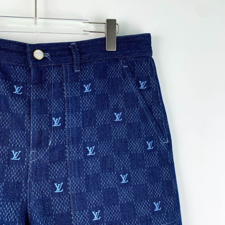 Louis Vuitton Louis Vuitton 24 navy blue logo embroidered checkerboard c Size US 32 / EU 48 - 3 Thumbnail
