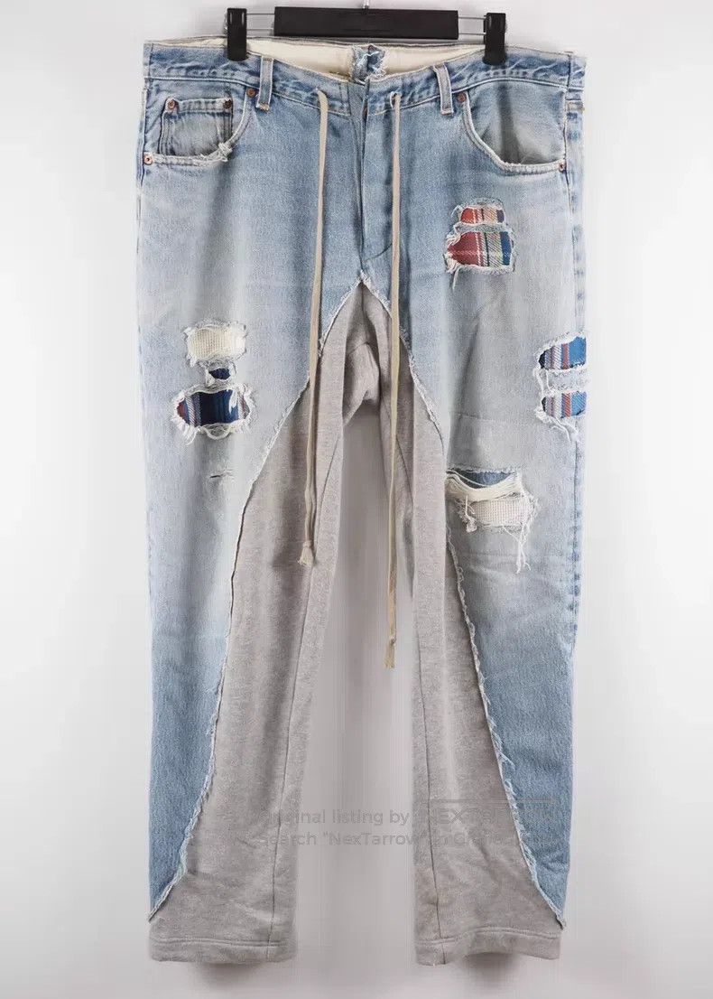 Greg Lauren Greg Lauren size XXL Patchwork Denim Jeans Size US 27 - 1 Thumbnail