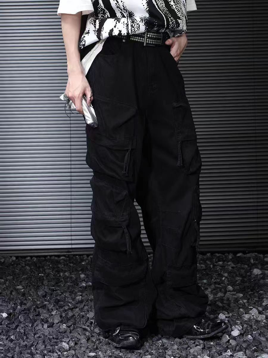 Japanese Brand × Jean Washed street hip hop multi-pocket baggy jeans Size US 34 / EU 50 - 3 Thumbnail