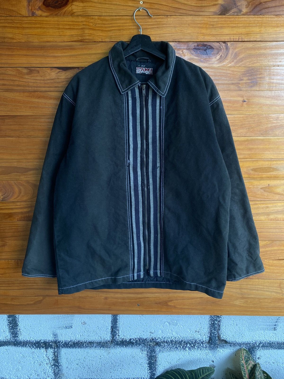 Japanese Brand Vintage 90s Jami Island Black Work Jacket Striped Zip Detail Size US L / EU 52-54 / 3 - 3 Thumbnail