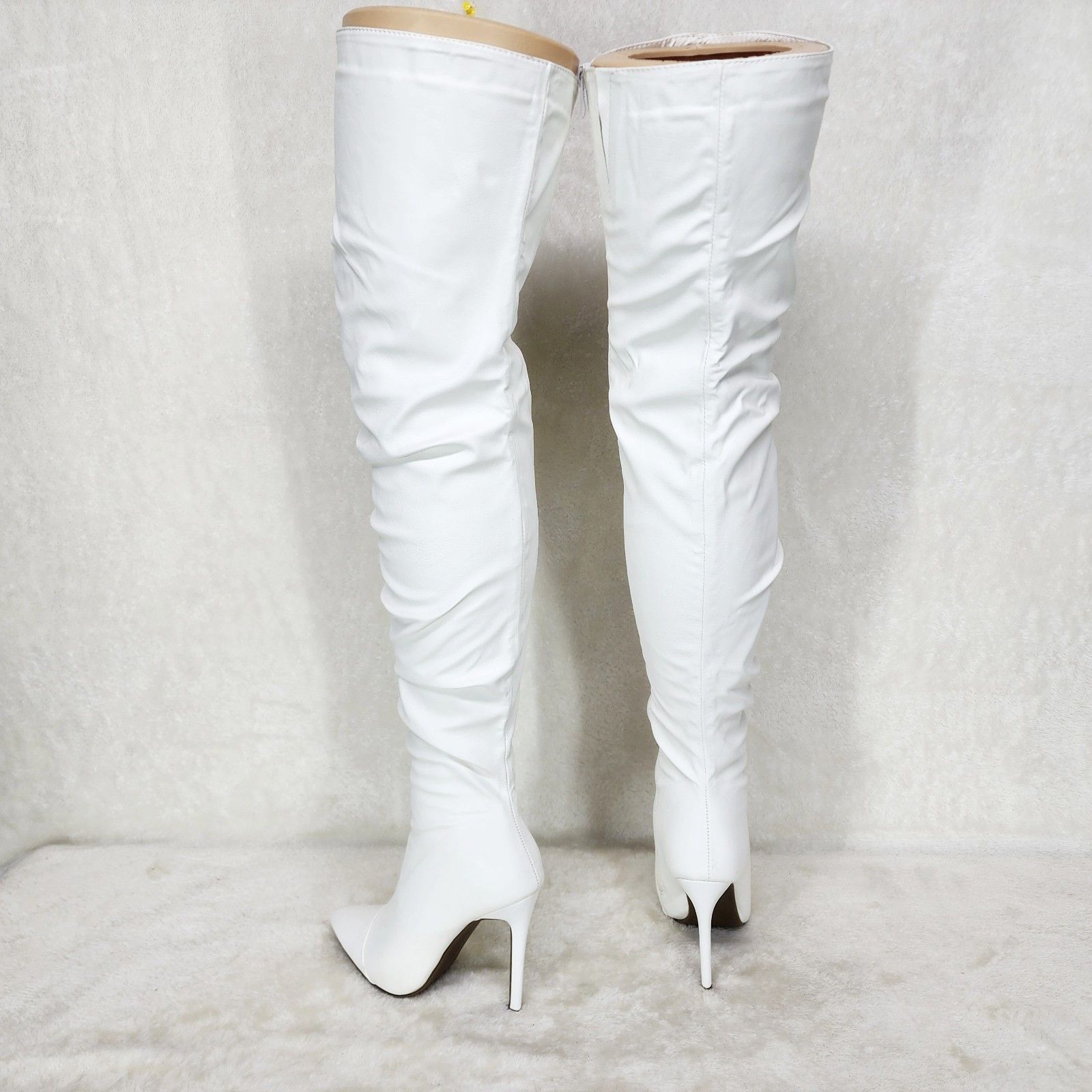 Other Victoria White Thigh High Over The Knee Slouch Scrunch Boots Size US 7 / IT 37 - 5 Thumbnail