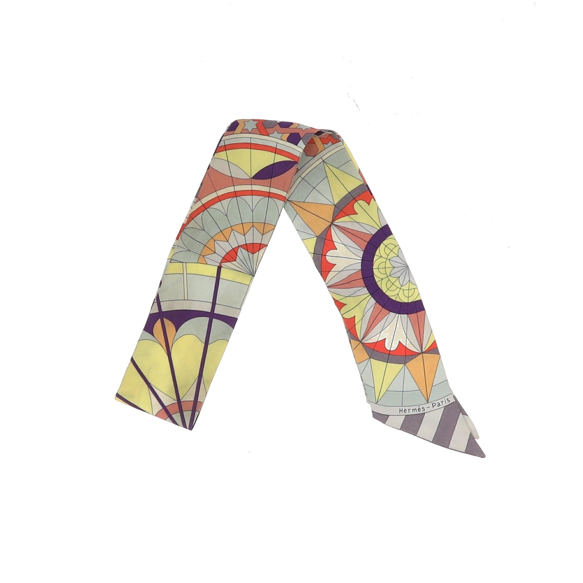 image of Hermes Twilly Foulard In Multicolor Silk in Black, Women's