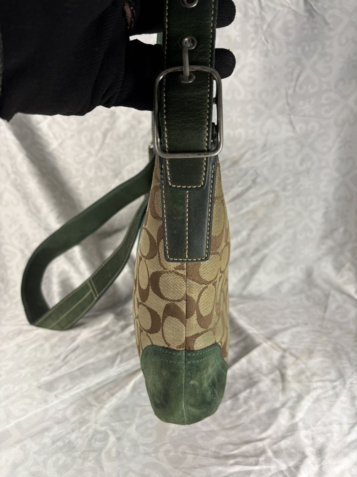 Coach (over used) Coach Green Suede Leather Sling Bag Size ONE SIZE - 2 Thumbnail