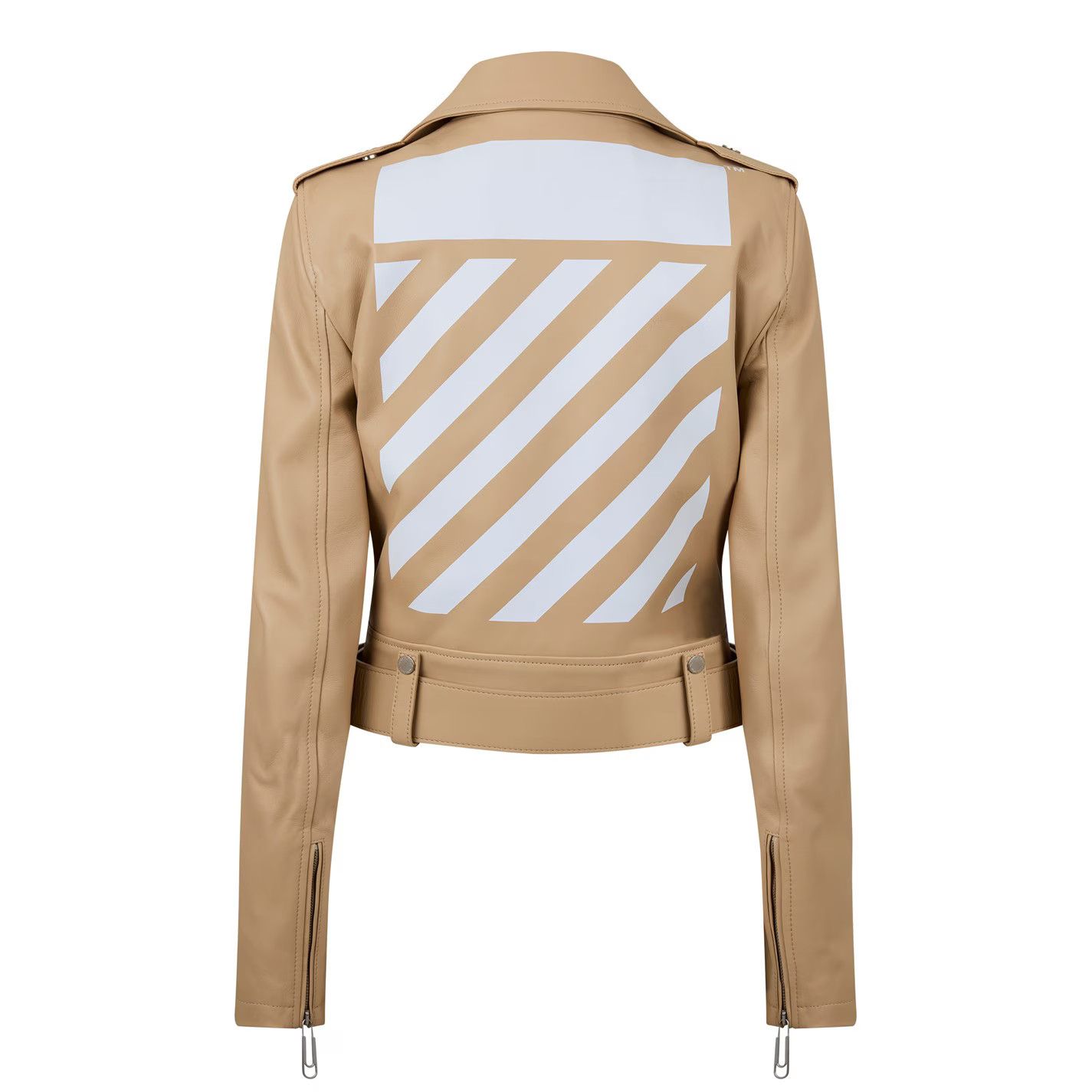 Off-White o1g2r1mq0125 Leather Jacket in Beige Size S / US 4 / IT 40 - 2 Thumbnail