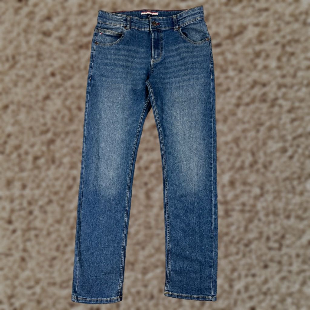 Tommy Hilfiger Tommy Hilfiger Jeans Juniors 18 Blue Denim Straight Leg Cotton Blend 27x30 Women's 5-Pocket Design Mid Rise Size 40" / US 18 - 1 Thumbnail