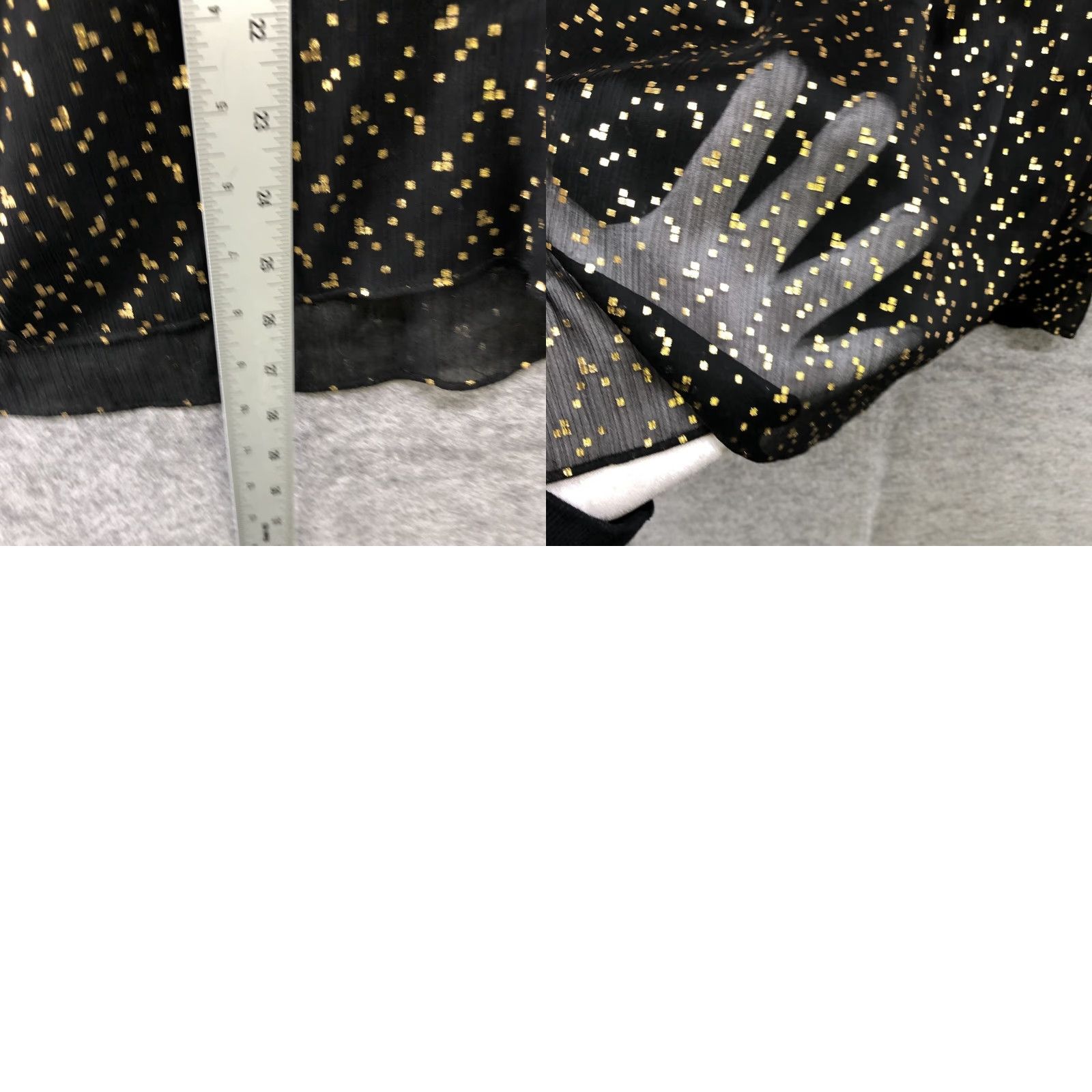 Loft LOFT Blouse Women L Black Gold Dot Chiffon Sleeveless Crewneck Poly blend Sheer Pleated Tank Top Modal Polka Dot Size L / US 10 / IT 46 - 8 Thumbnail