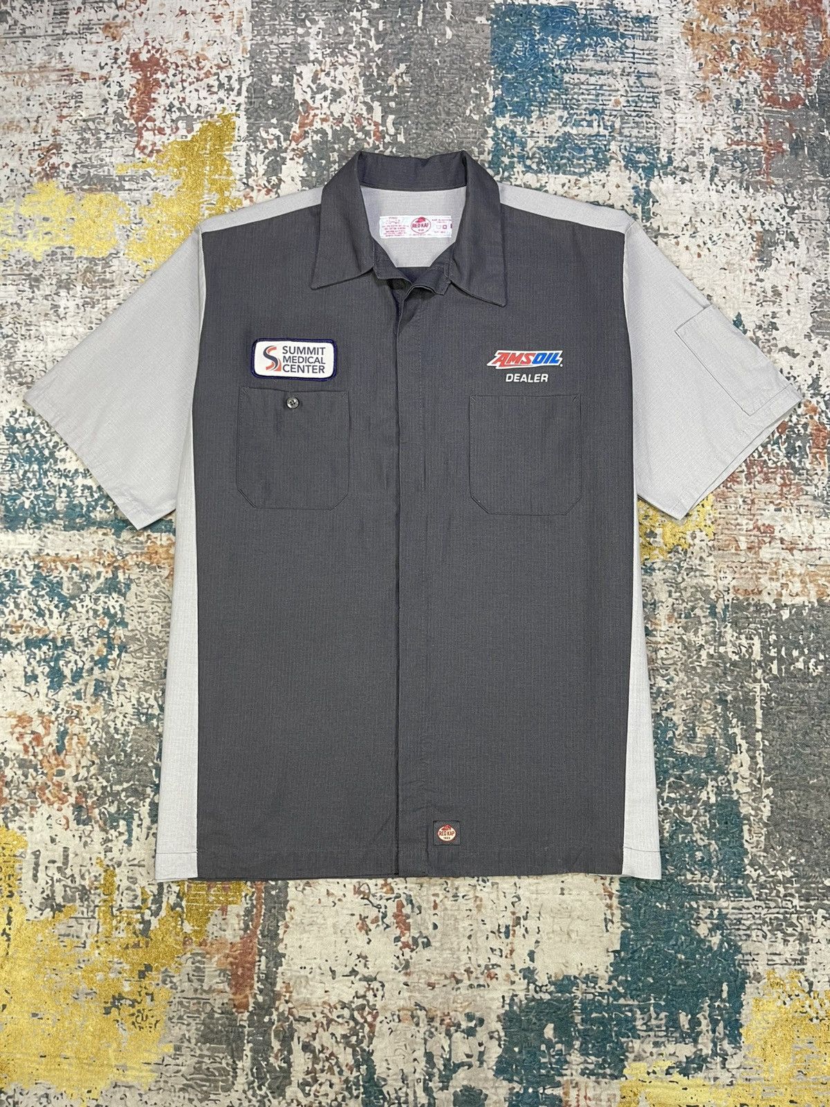 NASCAR Vtg Redkap AmsOil 2 Tone Ripstop Work Shirt Size US XL / EU 56 / 4 - 2 Thumbnail