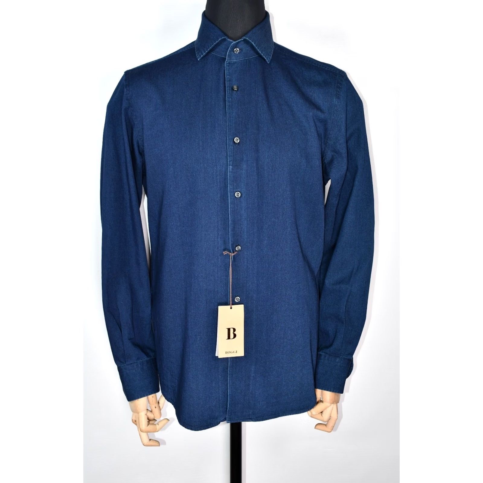 Vintage Boggi Milano Men's Denim Shirt Regular Fit Indigo Cotton L Size US L / EU 52-54 / 3 - 7 Thumbnail