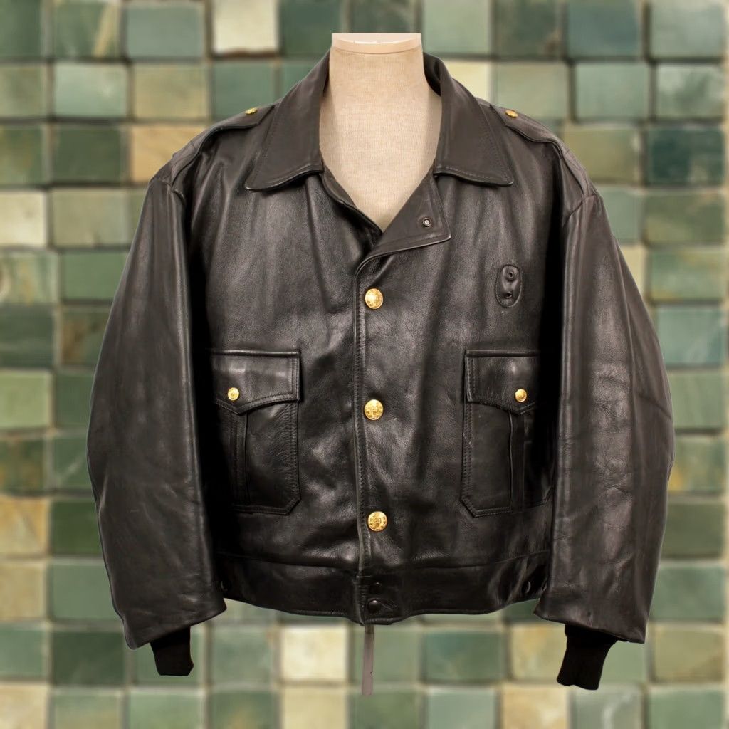 Vintage VTG Taylor's Leatherwear Police Leather Jacket Motorcycle Biker Black XL Mens Leather Jacket Size US XL / EU 56 / 4 - 1 Thumbnail