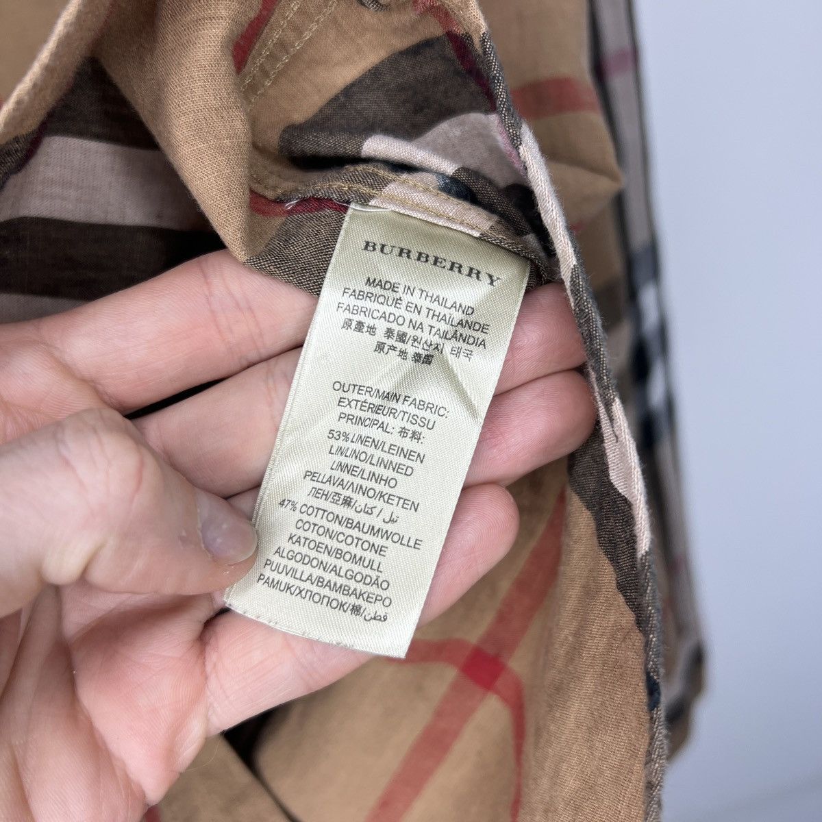 Burberry × Burberry Prorsum × Designer Burberry Nova Check Pattern Linen Shirt Brown Size US S / EU 44-46 / 1 - 8 Thumbnail