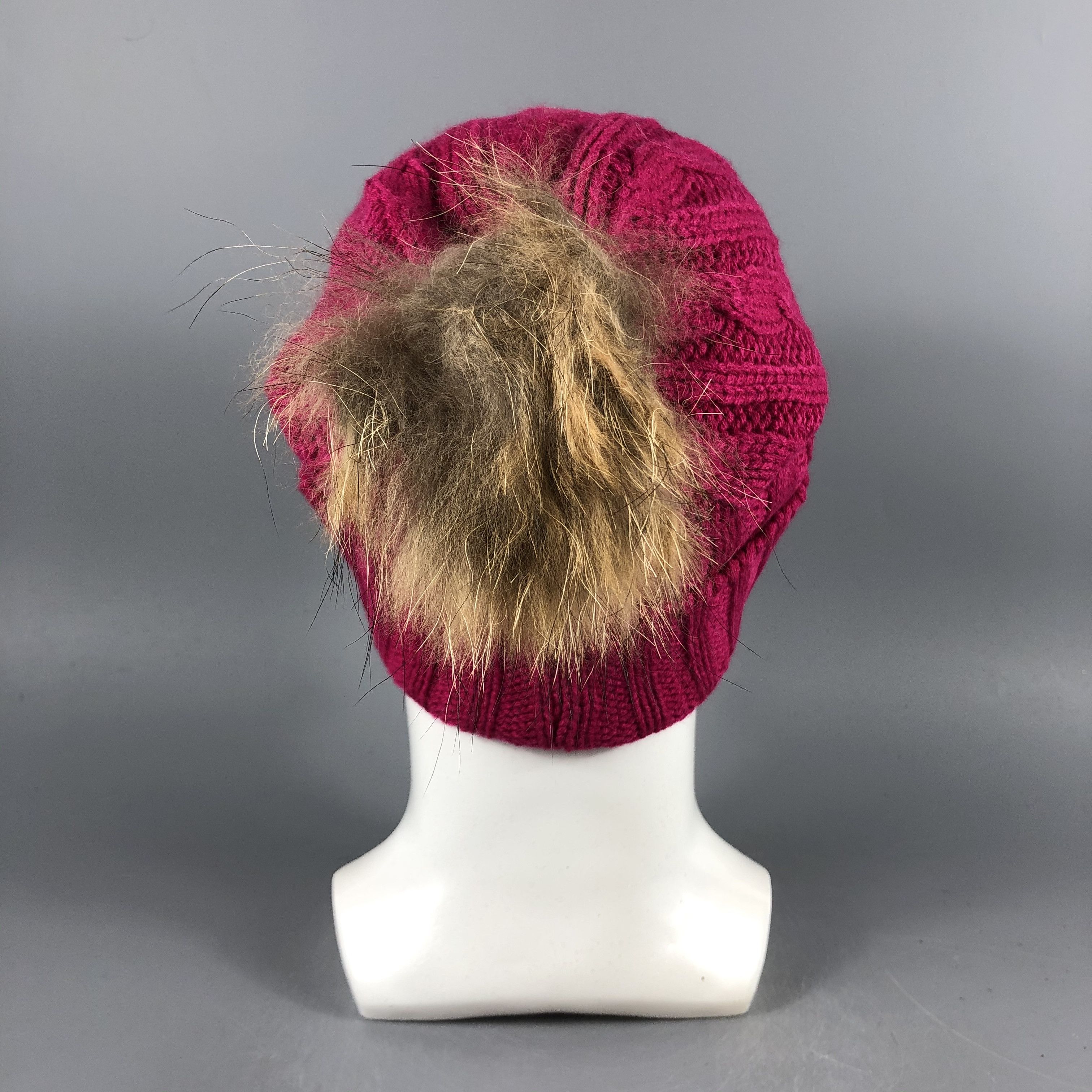 Vintage Cable Knit Slouchy Pink Beanie Snow Hat Snow Cap -D1262 Size ONE SIZE - 2 Thumbnail