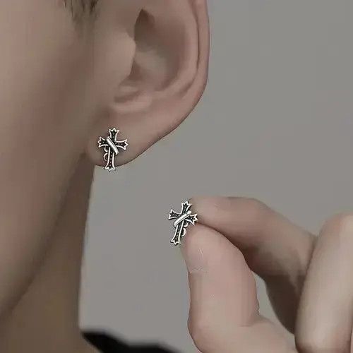 Japanese Brand Cross Stud Earrings for Men Women,Cross Earrings Size ONE SIZE - 3 Thumbnail