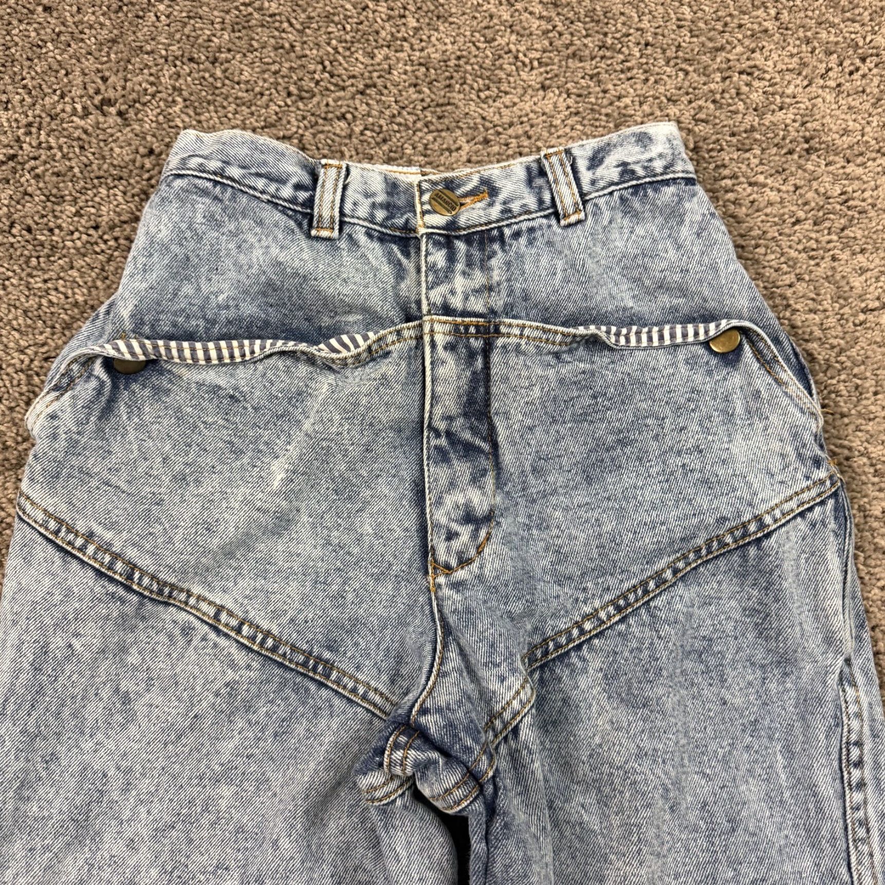 Vintage VINTAGE Amancio Jeans Womens 3 Tapered Acid Wash High Rise Euro Snap Panel 20x26 Size 26" / US 2 / IT 38 - 4 Thumbnail