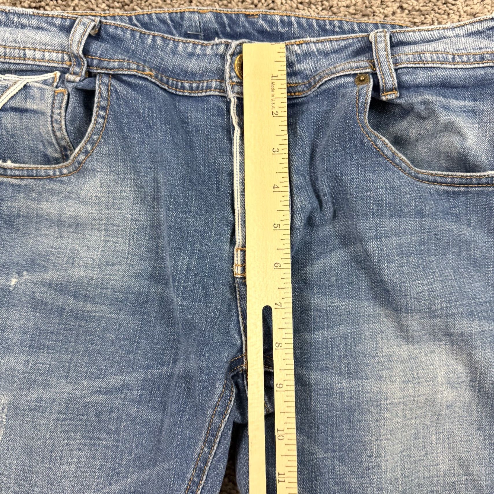 Denime Chivignon Jeans Mens 30 Selvedge Denim Slim Fit Rider Distressed Button Fly Jeans Size US 29 - 7 Thumbnail