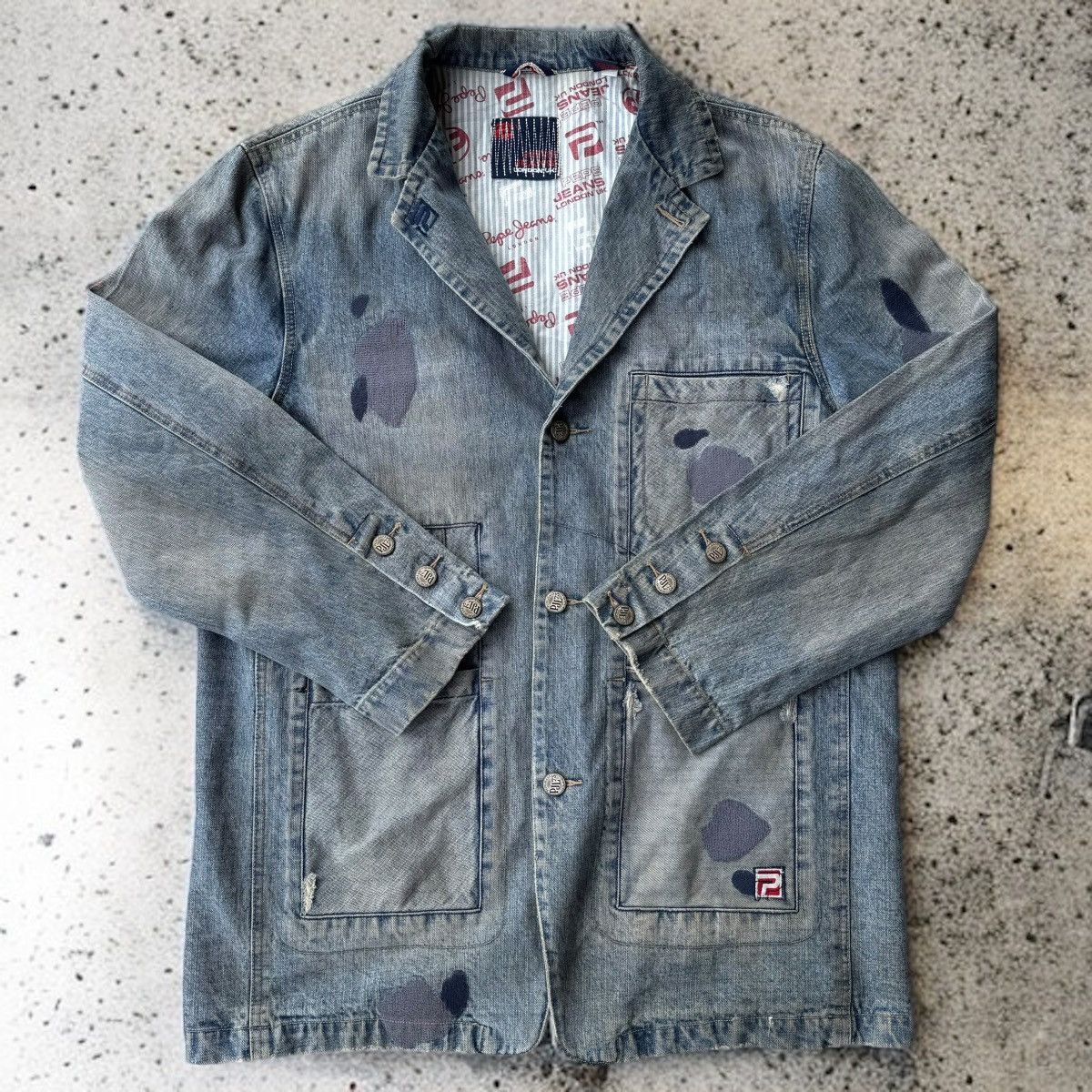 Evisu × Pepe Jeans Y2K Pepe Jeans Denim Blazer Jean Coat Vintage HipHop Trucker Size US XXL / EU 58 / 5 - 12 Thumbnail