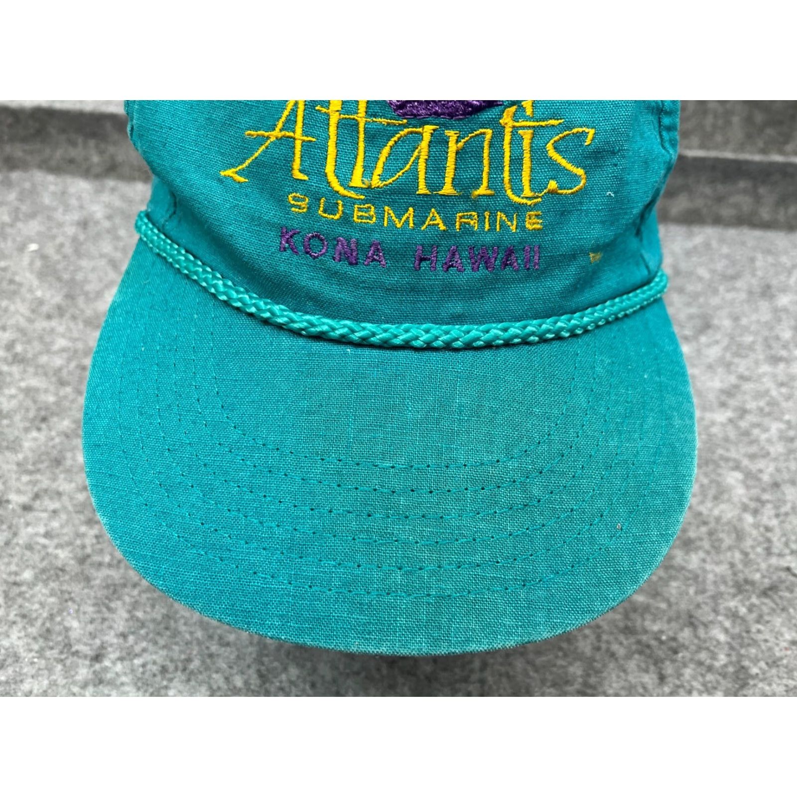 Vintage Hawaiian Headwear Hat Cap Strap Back Adult OS Blue Cotton Atlantis SubmarineTwill Pattern Solid Casual Vintage No N/A Size ONE SIZE - 3 Thumbnail