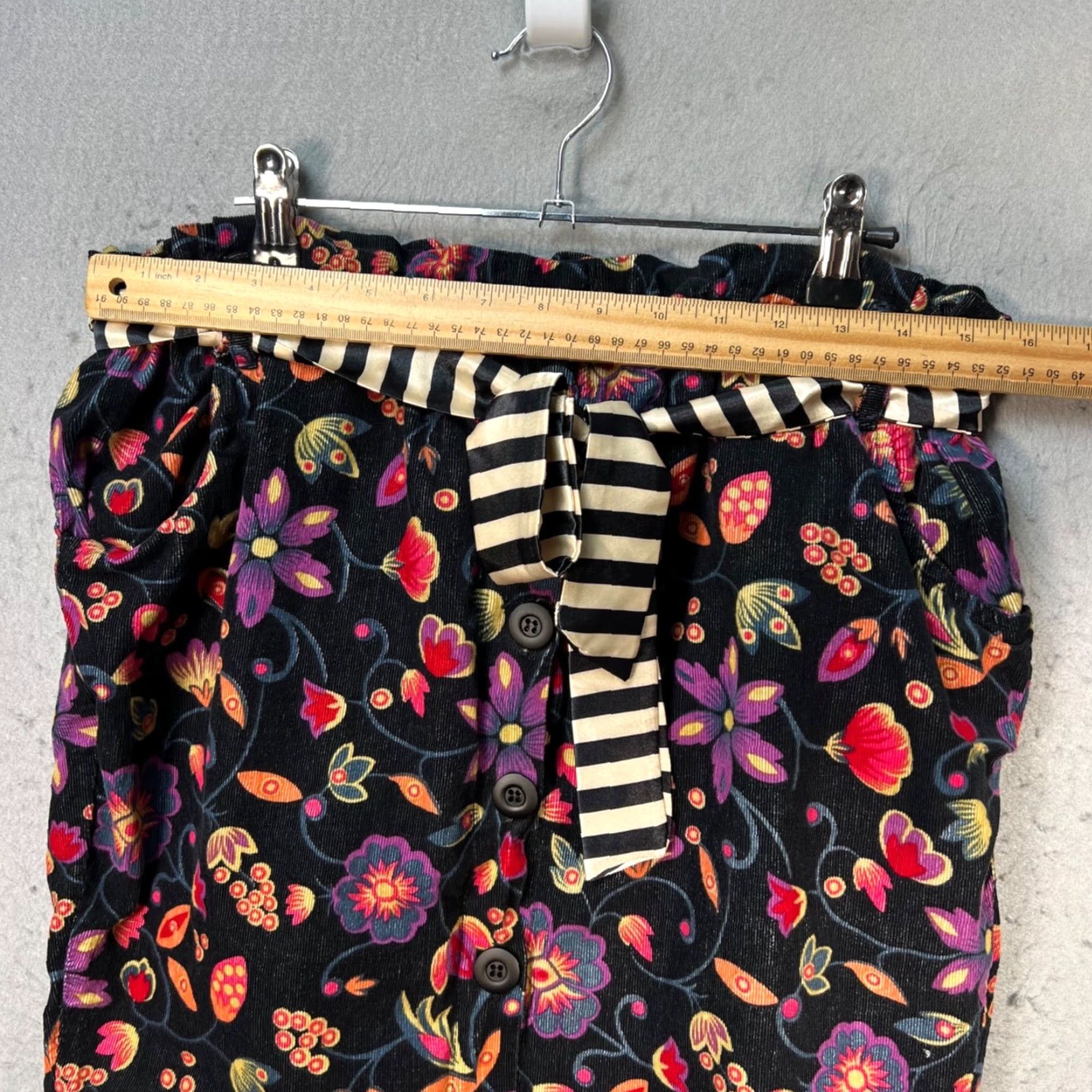 Vintage Pinkyotto Womens Size 30 Floral Print Button-Front Mini Skirt With Striped Belt Size 30" / US 8 / IT 44 - 4 Thumbnail