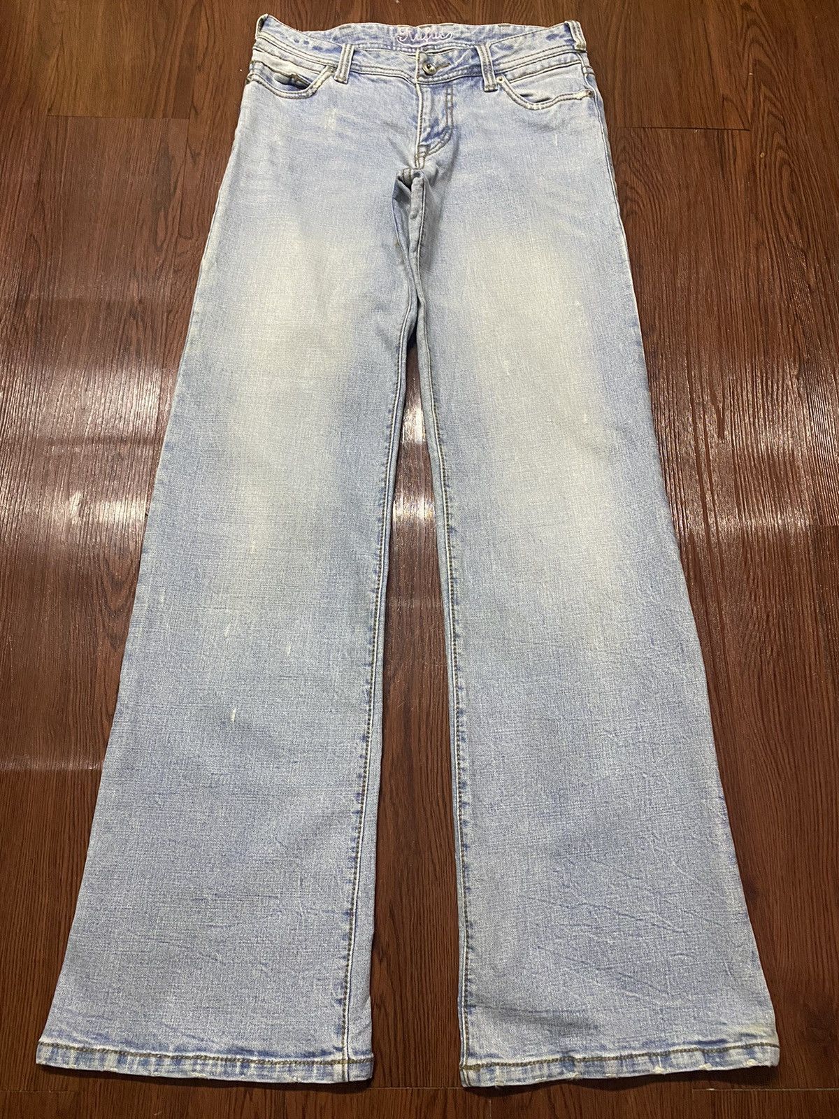 Vintage Japanese Brand Blue Faded Wash Flare Style Jeans