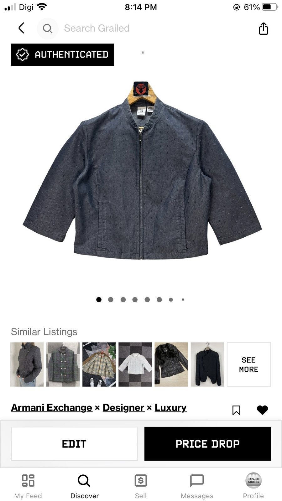 Armani Exchange ARMANI EXCHANGE CROPPED JACKET #7648-160 Size M / US 6-8 / IT 42-44 - 10 Thumbnail