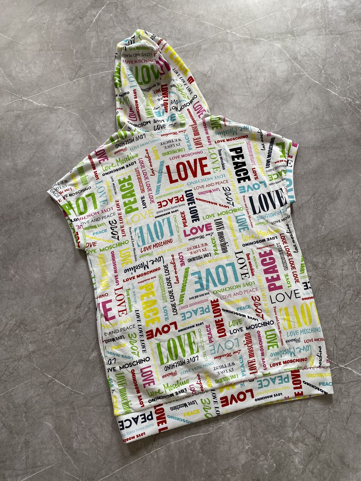 Love Moschino × Moschino Rare Love Moschino “Love and Peace” Multi Logo White Hoodie Size M / US 6-8 / IT 42-44 - 3 Thumbnail