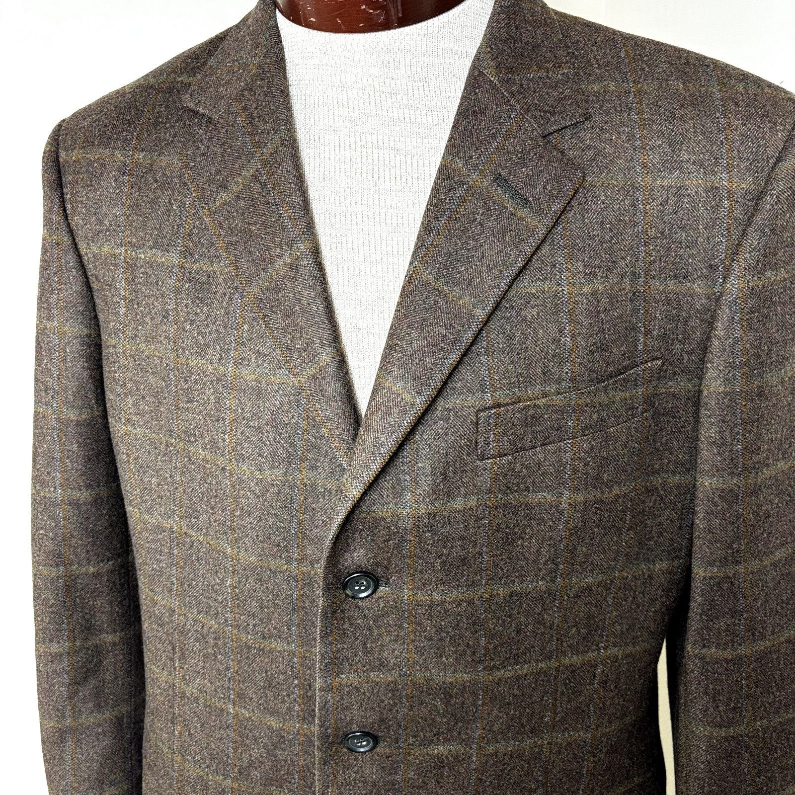 Other Gritti Zegna Sport Coat 50R It 40 US Windowpane Brown Flanne Size 40R - 12 Thumbnail