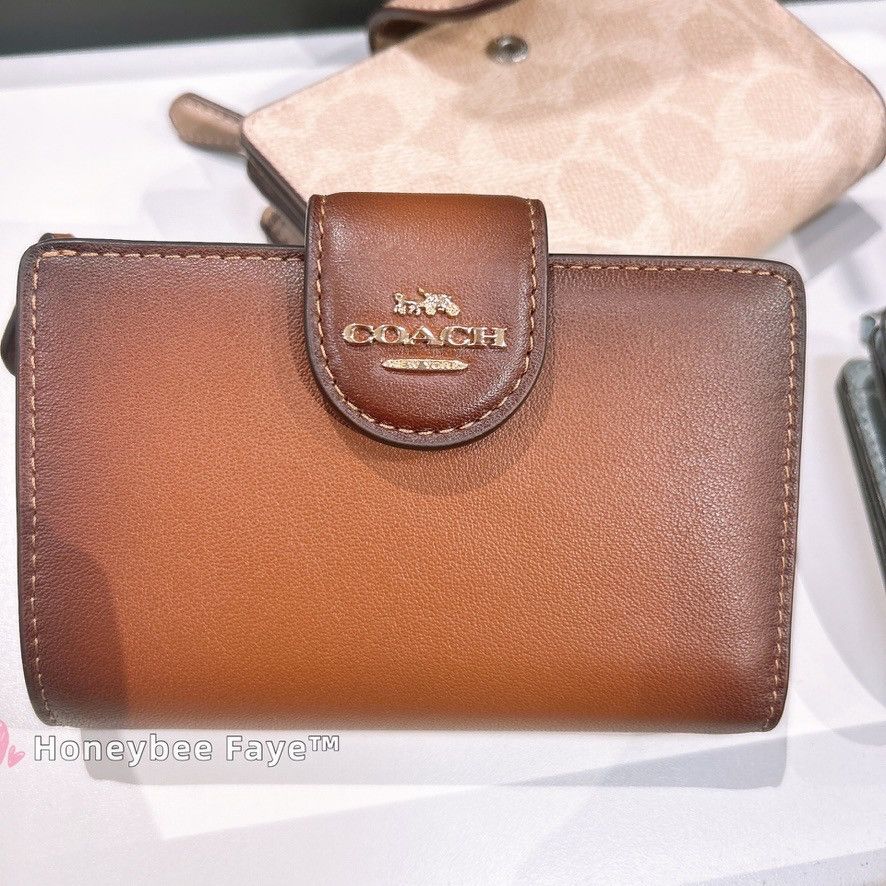 Coach Medium Corner Zip Wallet CEC27 Gold/Redwood Size ONE SIZE - 2 Thumbnail