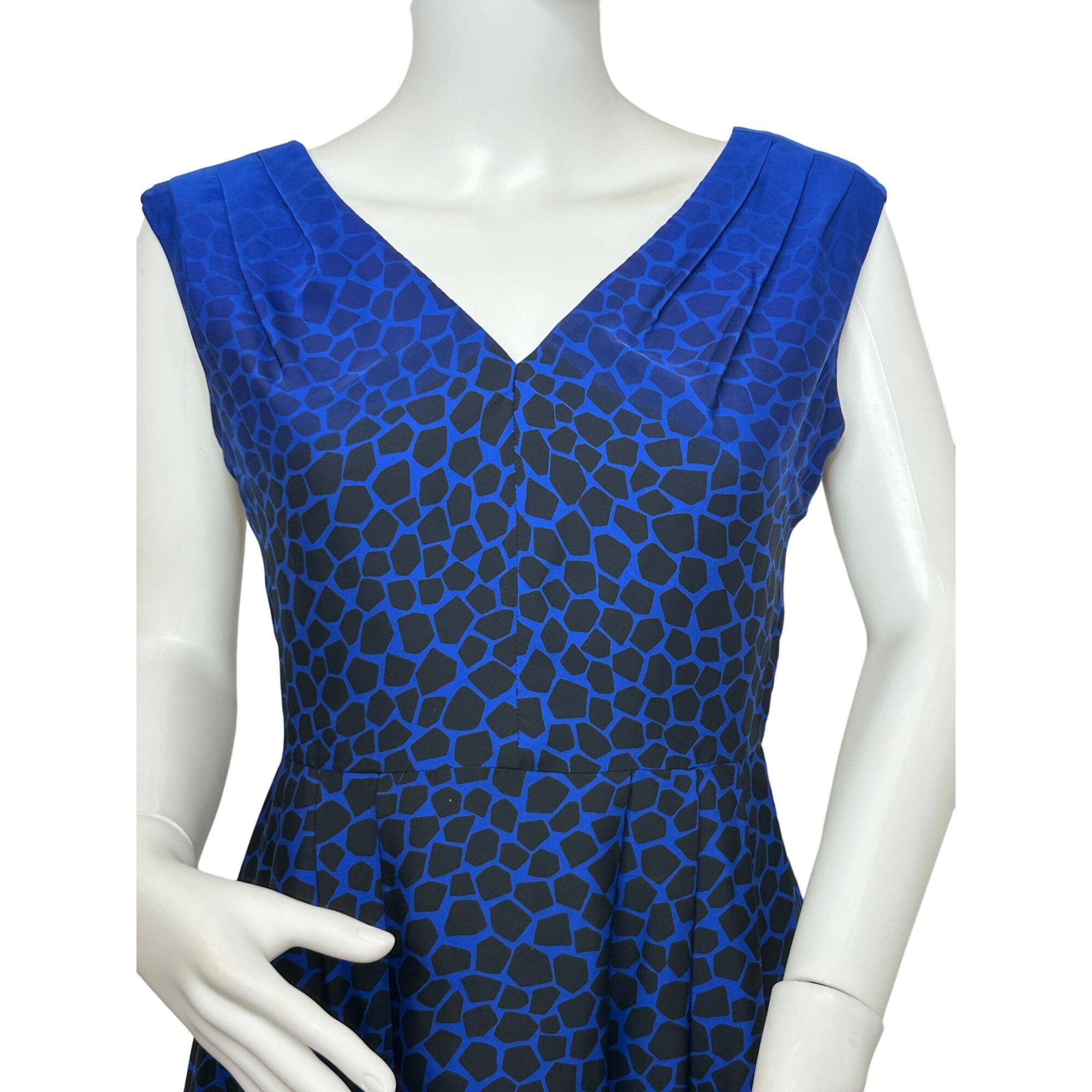 Ann Taylor Ann Taylor Loft Petites Dress 2P Blue Black Leopard Print Om Size XS / US 0-2 / IT 36-38 - 2 Thumbnail