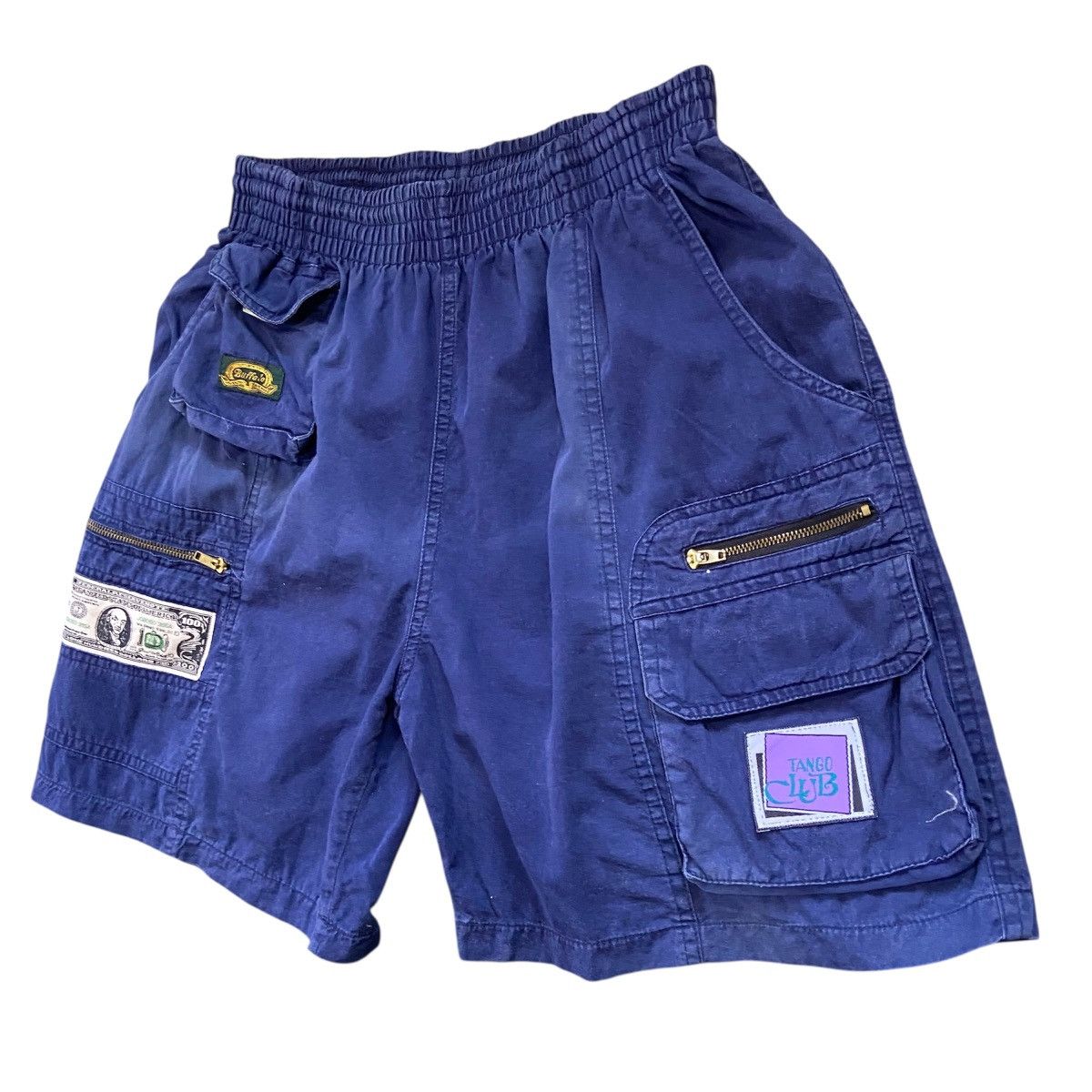 Vintage RARE Vintage 90s Blue Utility Cargo Shorts Drawstring Size US 28 / EU 44 - 3 Thumbnail