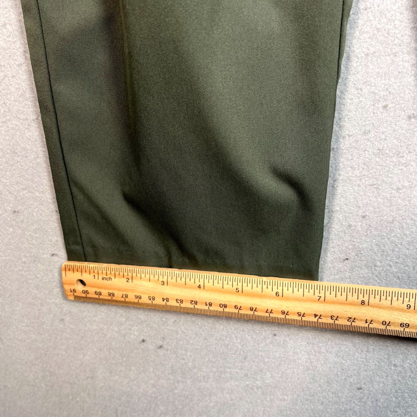 H&M VINTAGE H&M Pants Womens 6 Paperbag High-Waisted Olive Green Pleated Tie Belt & Pleated Size 28" / US 6 / IT 42 - 7 Thumbnail