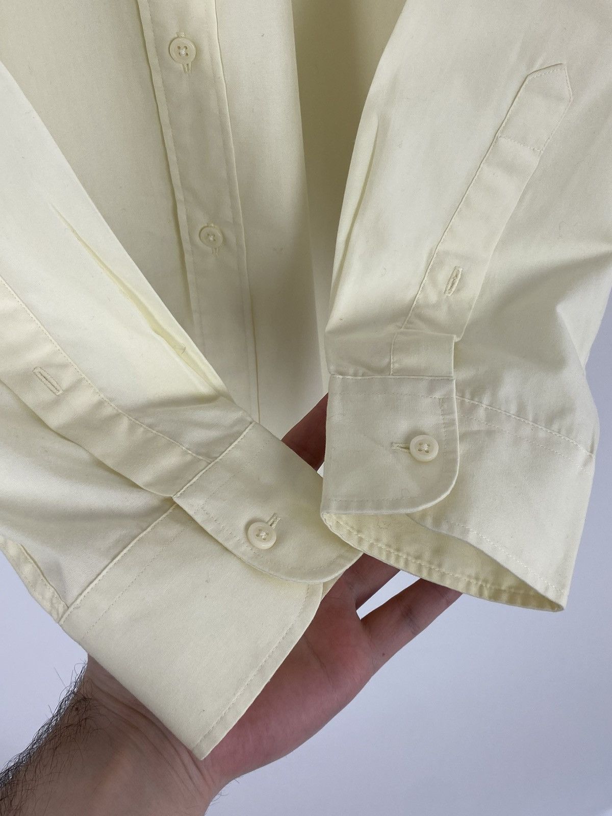 Yves Saint Laurent 1990’s Vintage YSL Mini Logo Light Yellow Button Up Shirt Size US M / EU 48-50 / 2 - 6 Thumbnail