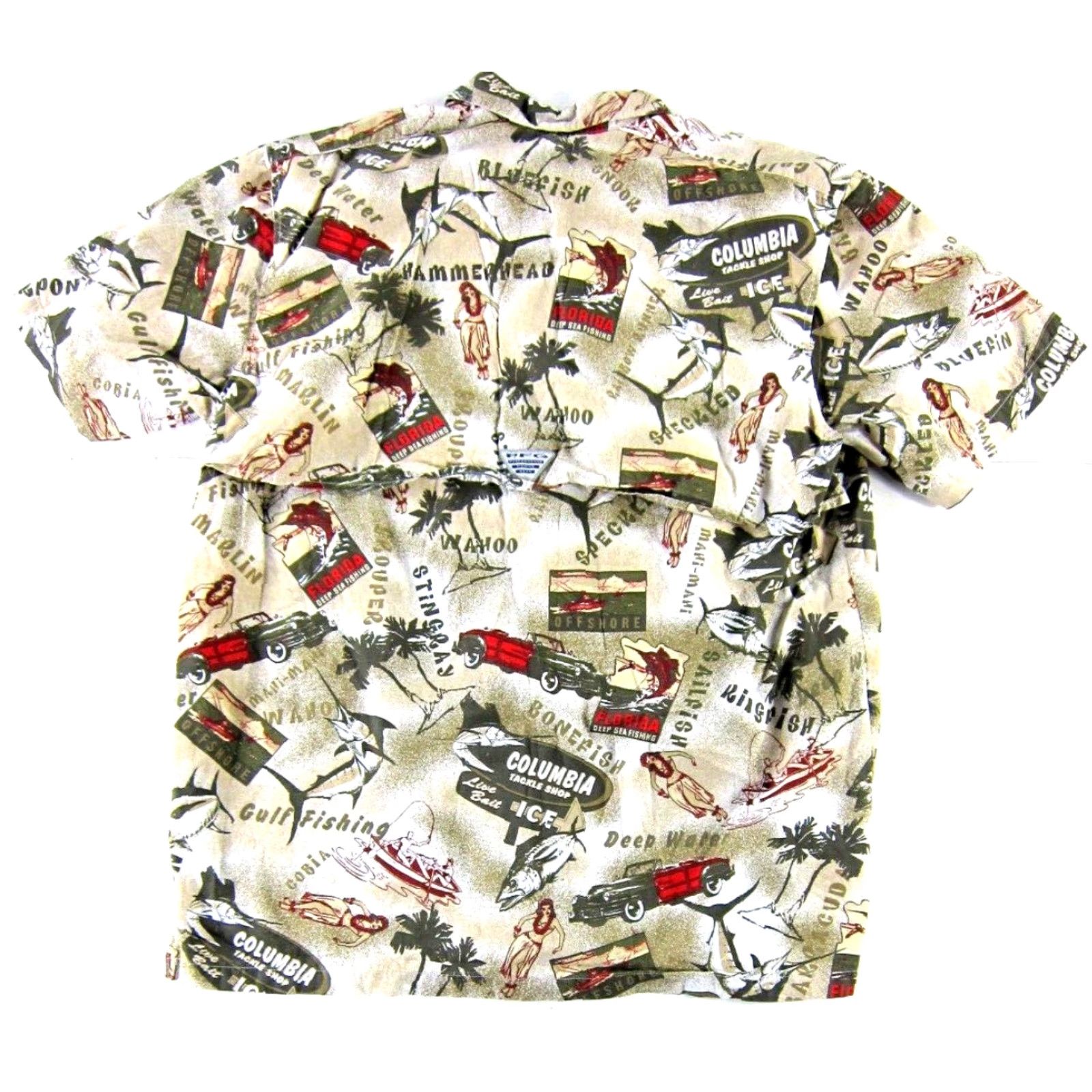 Vintage Columbia Hawaiian Shirt Men L Short Sleeve Cotton Red Florida Hula Girl Fish Brown Size US L / EU 52-54 / 3 - 2 Thumbnail