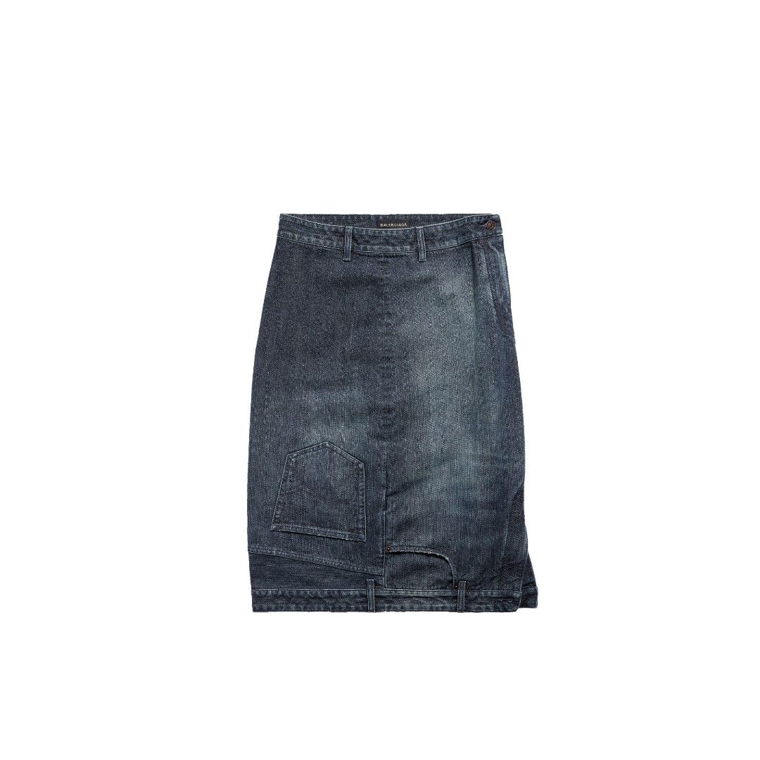 Balenciaga o1bcso1str0525 Deconstructed Midi Skirt in Dark Blue Size 28" / US 6 / IT 42 - 1 Thumbnail