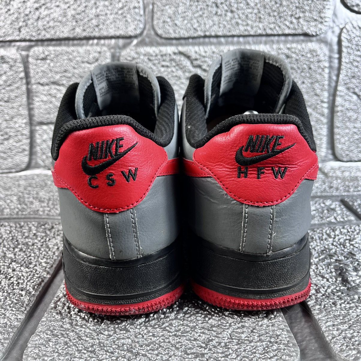 Japanese Brand × Nike Nike Air Force 1 Leather Sneakers Grey/Black/Red Sz 45 US 11 Size US 11 / EU 44 - 5 Thumbnail