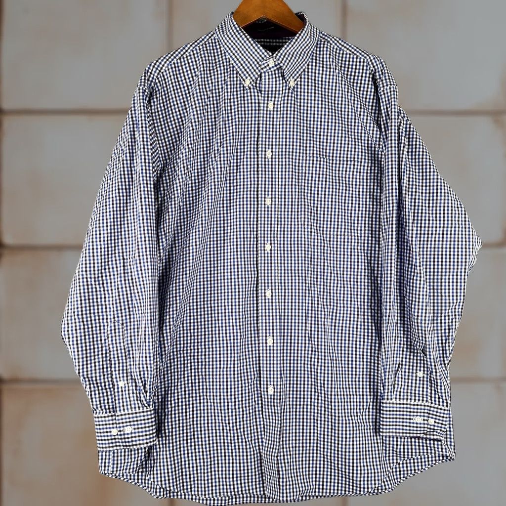 Vintage Paul Fredrick Button-Down Shirt Mens 18x35 Blue Gingham Classic Fit Non Iron Shirt Size US XXL / EU 58 / 5 - 1 Thumbnail