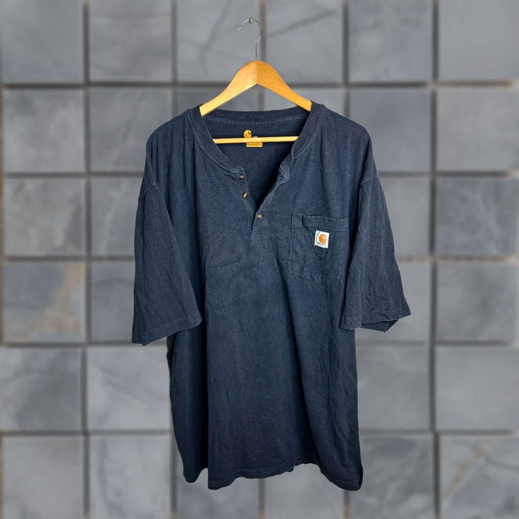 Carhartt Carhartt Button Shirt Men's Blue Cotton Loose Pocket Henley Size 3XL Size US XXL / EU 58 / 5 - 1 Thumbnail