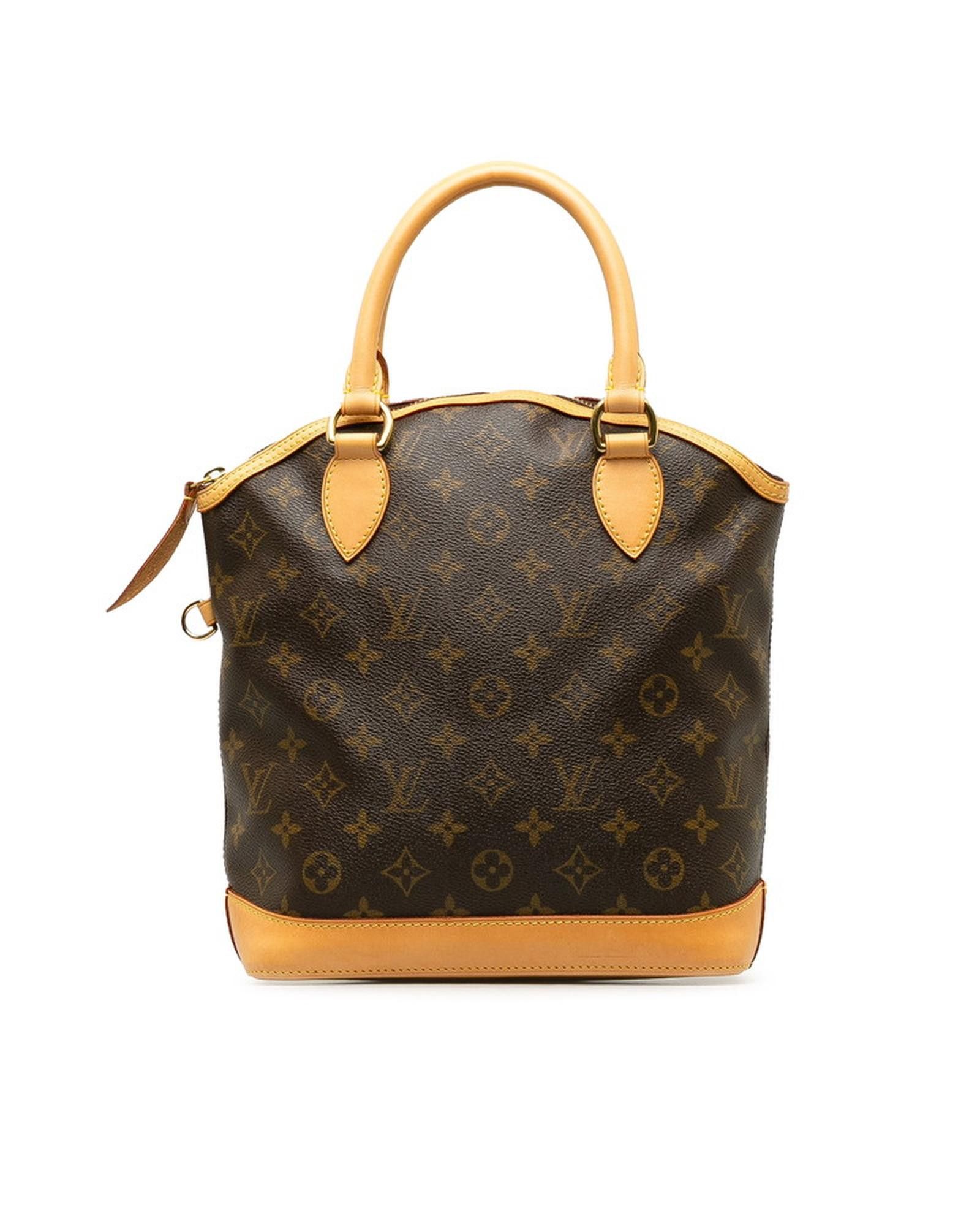 image of Louis Vuitton Monogram Lockit Vertical Bag In Brown Leather, Women's