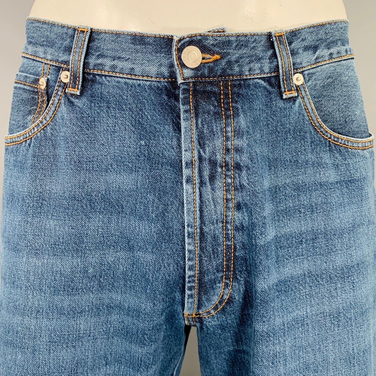 Alexander McQueen Size 36 Indigo Contrast Stitch Denim Button Fly Jeans Size US 36 / EU 52 - 2 Thumbnail
