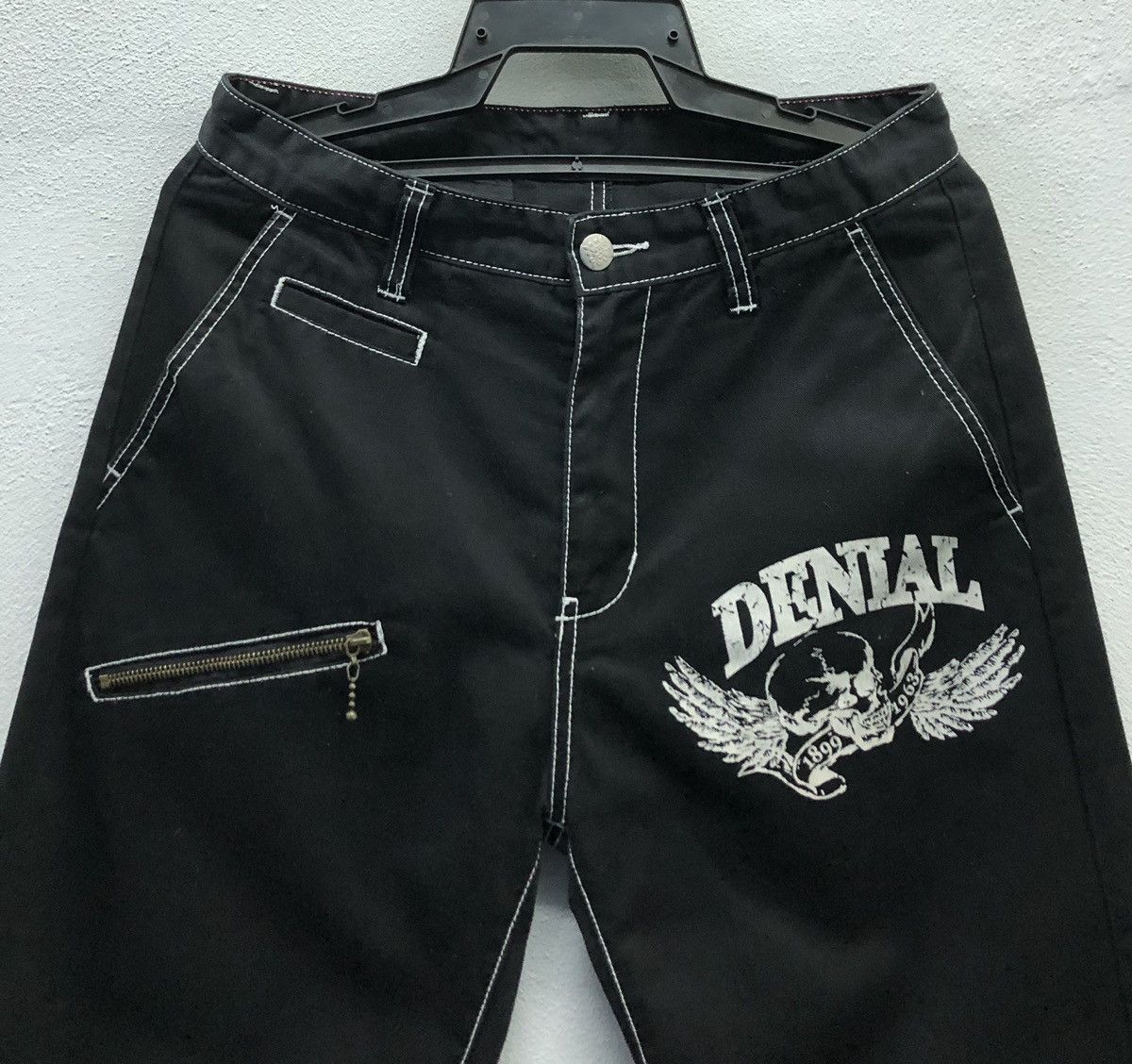 Japanese Brand DENIAL "Abrupt Blow" Graphic Jeans – Gothic Streetwear Style Size US 32 / EU 48 - 3 Thumbnail