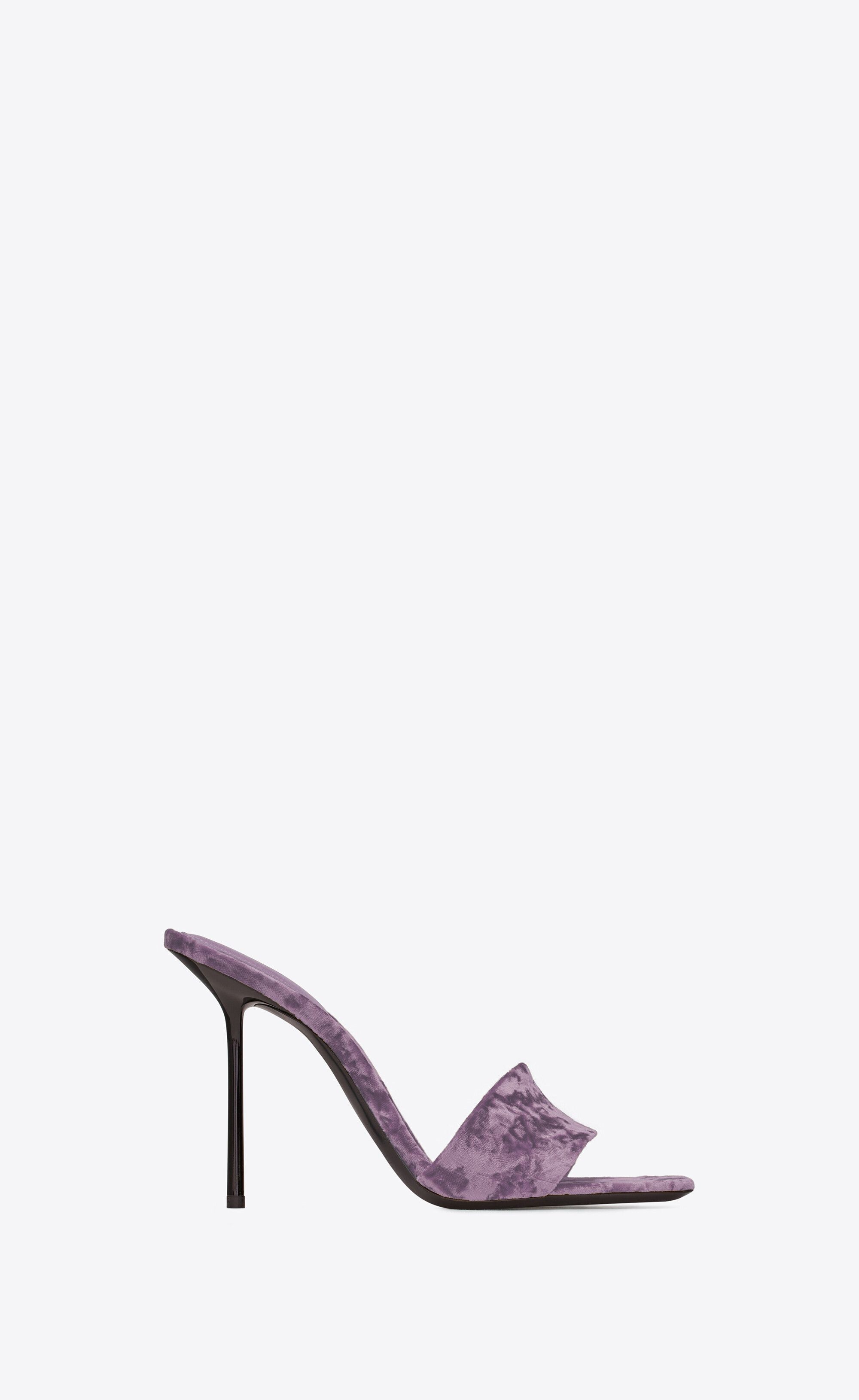 image of Saint Laurent Paris Oc11Z10524 Lucky Mule Shoess In Velvet In Purple Shoes, Women's (Size 8)