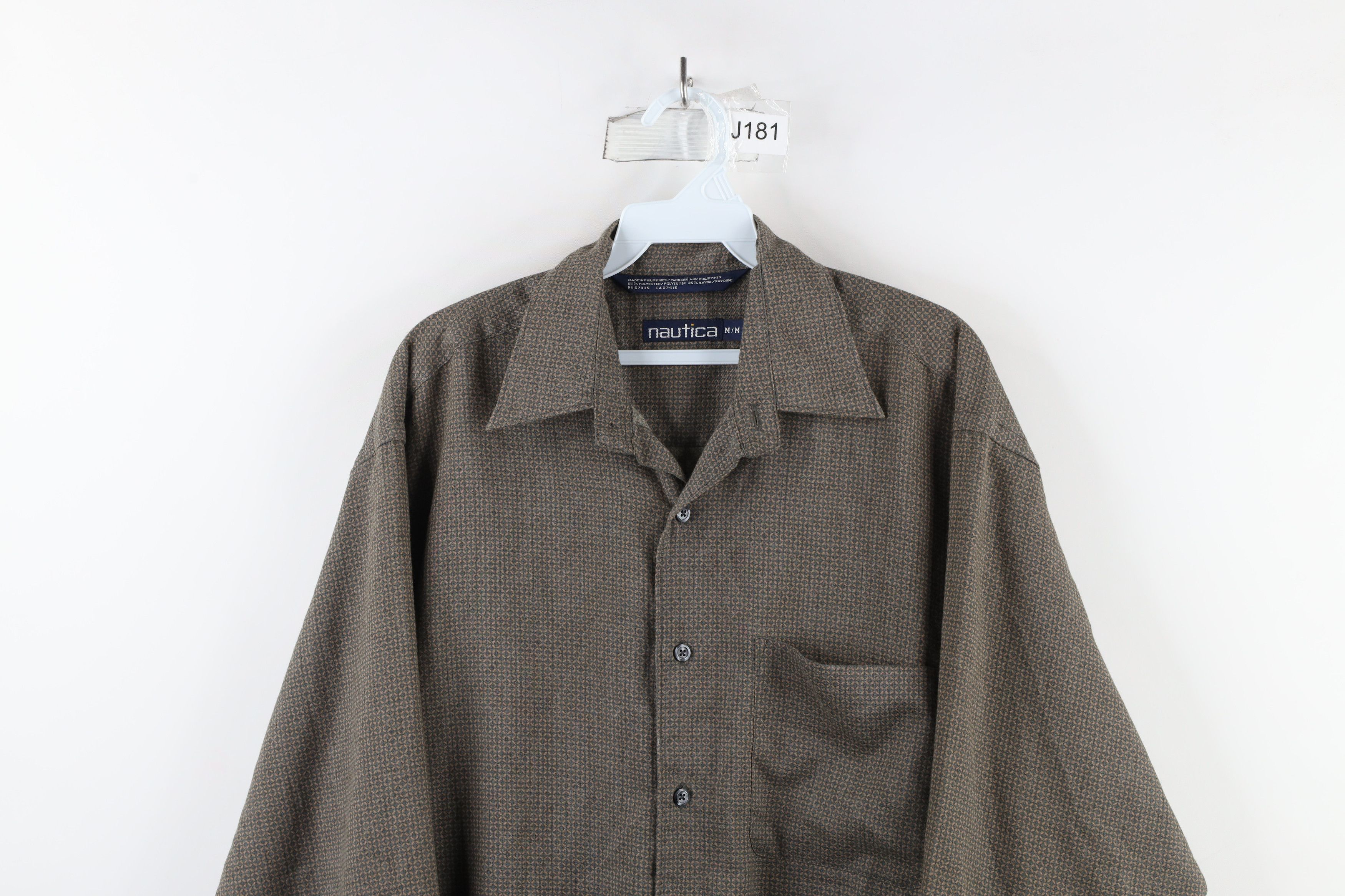 Nautica × Vintage Vintage 90s Nautica Rayon Blend Collared Button Shirt Size US M / EU 48-50 / 2 - 2 Thumbnail
