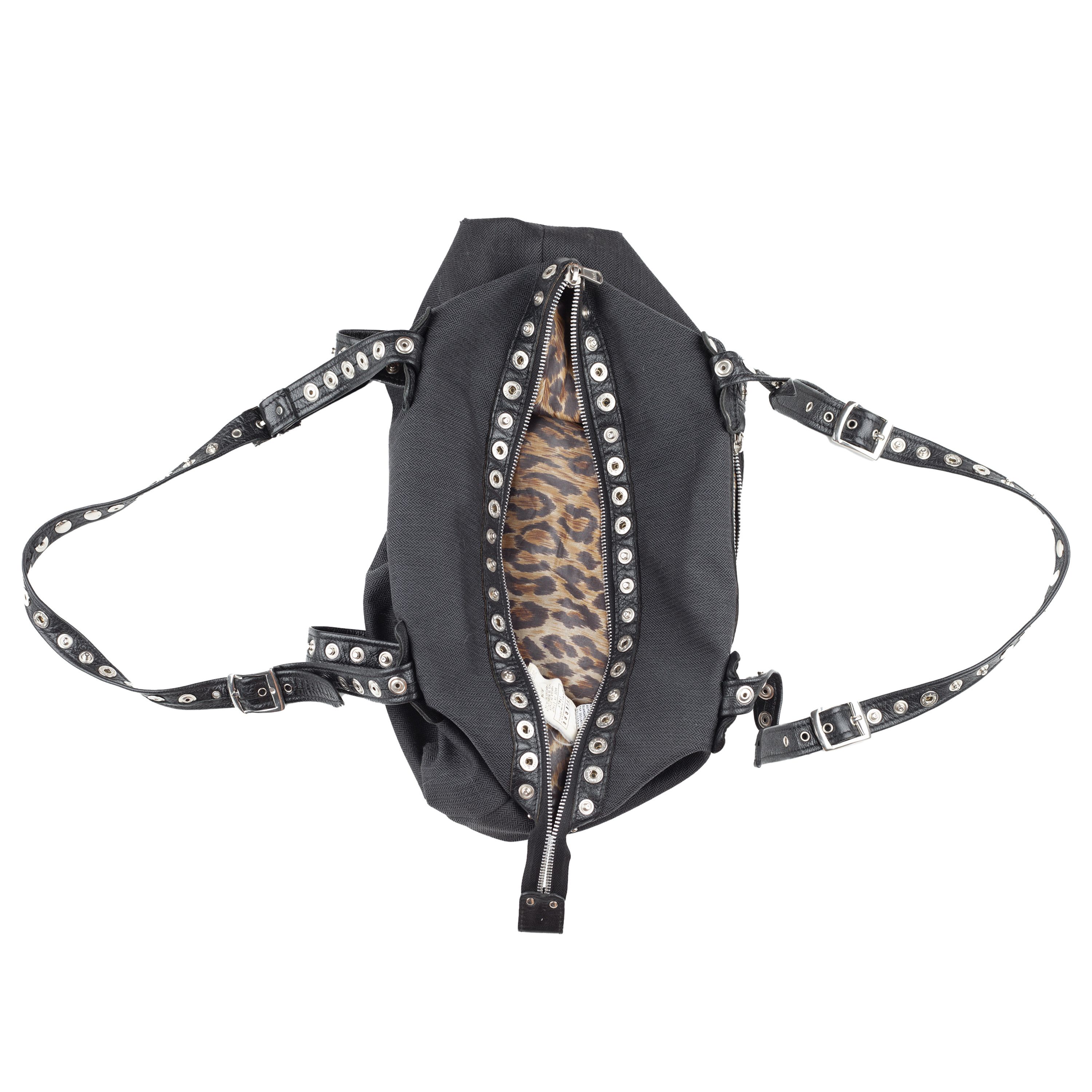 Dolce & Gabbana Dolce & Gabbana Black/Gray Pinstripe Eyelets Vintage Bag Size ONE SIZE - 3 Thumbnail