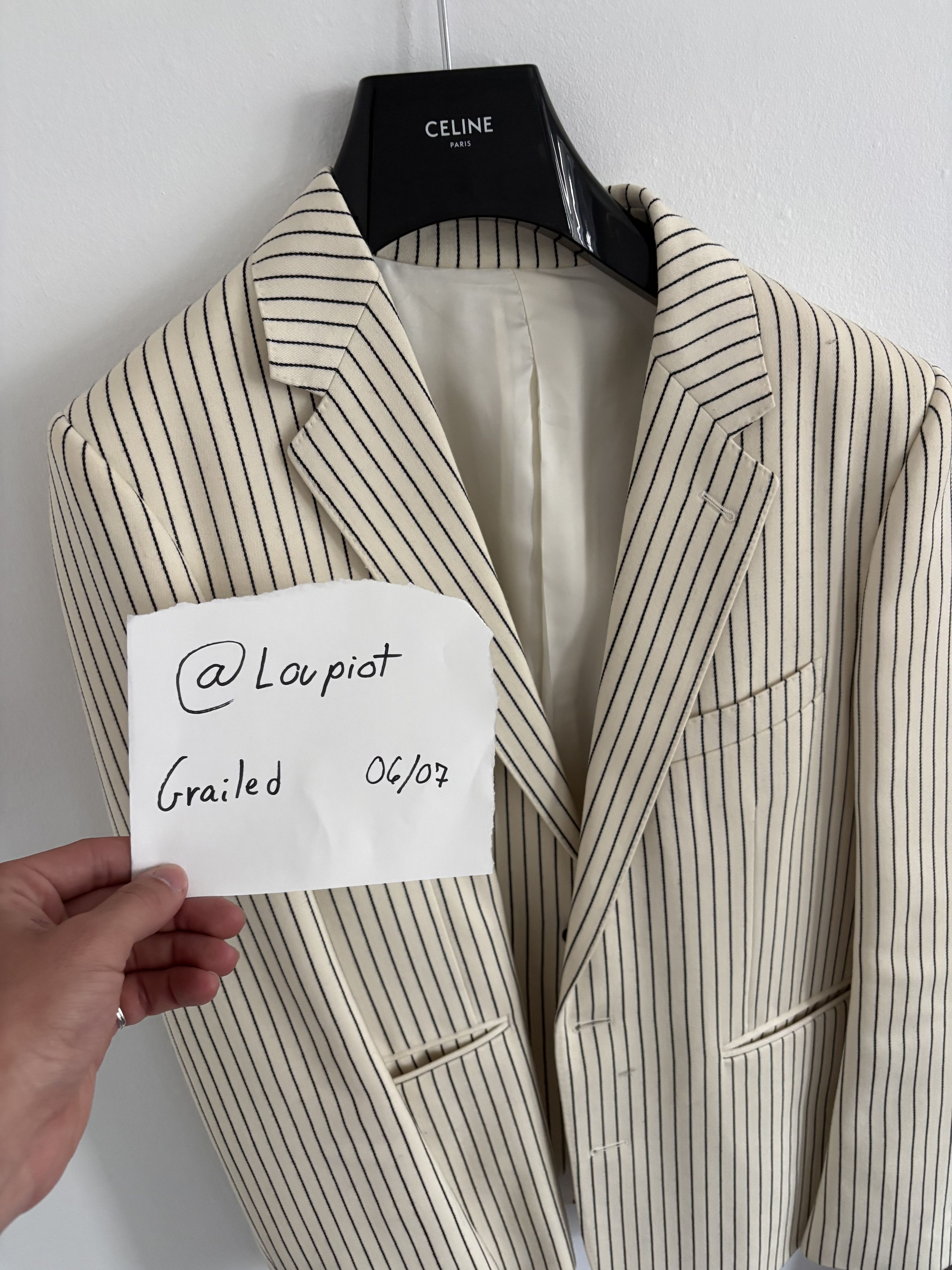Celine *Last Drop* Celine SlimFit Pinestripe Wool Blazer - Slimane Size 48S - 8 Thumbnail