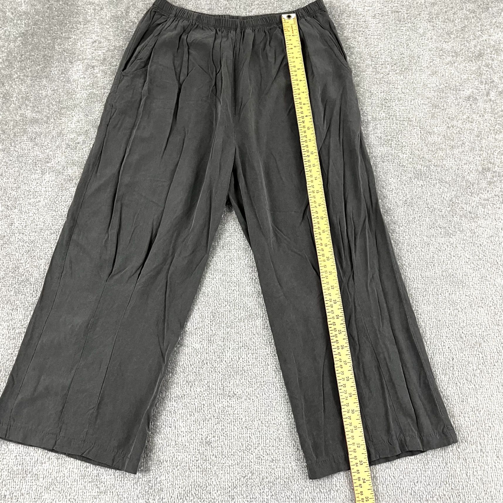 Vintage GERSHON BRAM Pants Womens Large Gray Viscose Pull On Wide-Leg Pocket Minimal Size 36" / US 14 / IT 50 - 4 Thumbnail