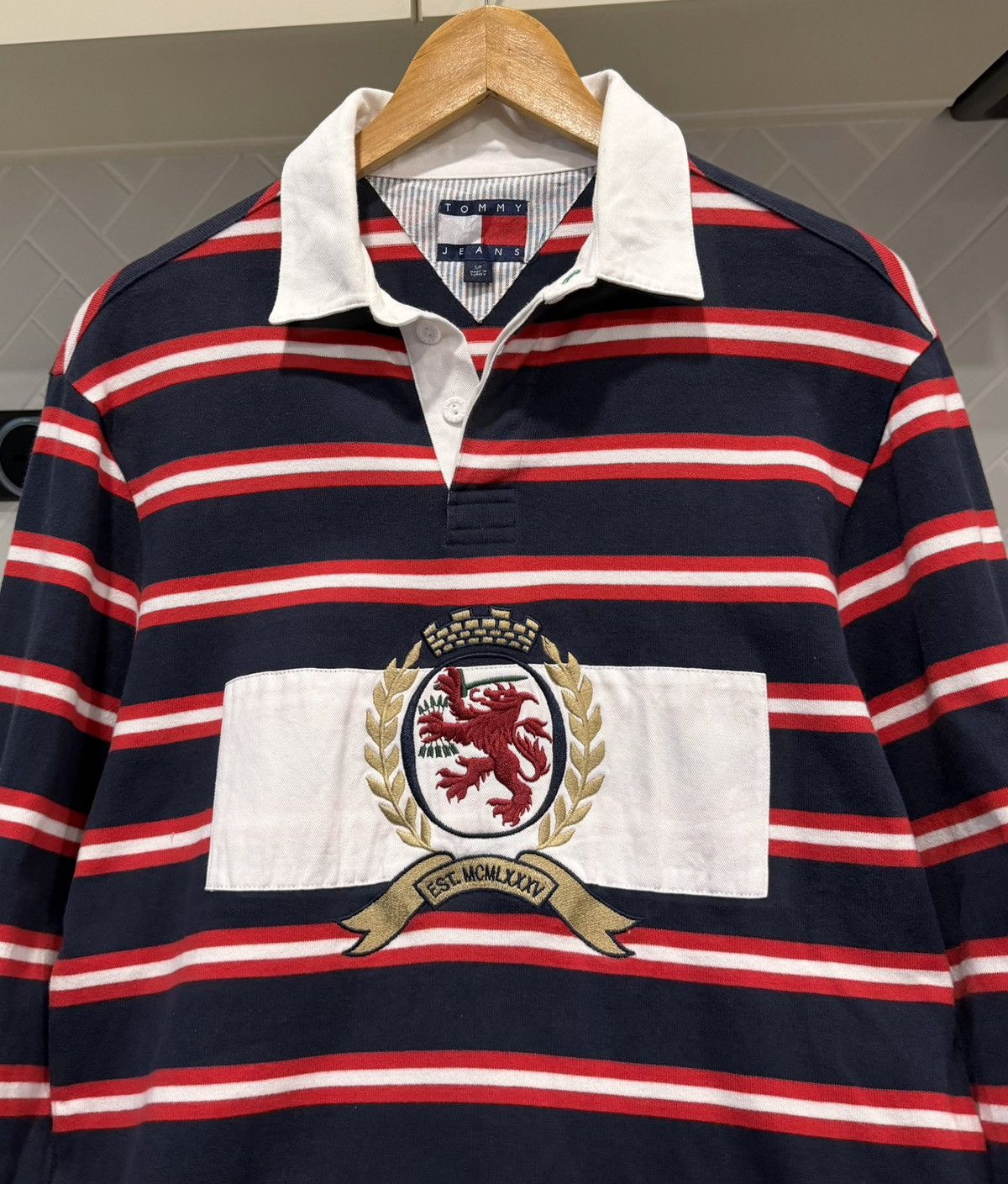 Tommy Hilfiger Tommy Jeans Rugby Men's Red and Navy Polo-shirts Size US S / EU 44-46 / 1 - 2 Thumbnail