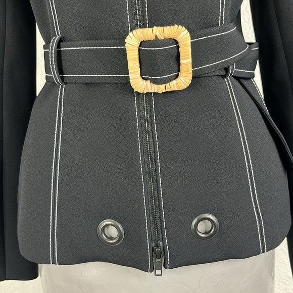 Kenzo × Vintage KENZO Mandarin Officer Neoprene Belted Midi Jacket Size S / US 4 / IT 40 - 3 Thumbnail